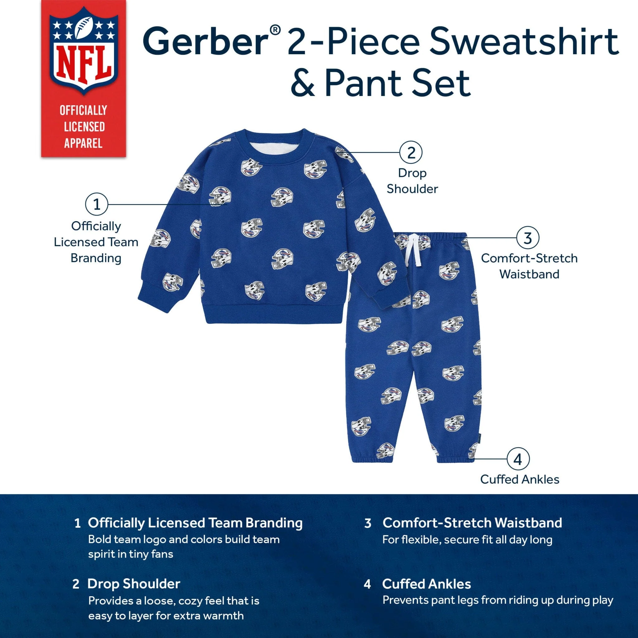2-Piece Infant & Toddler Buffalo Bills Sweatshirt and Pant Set - Image 5