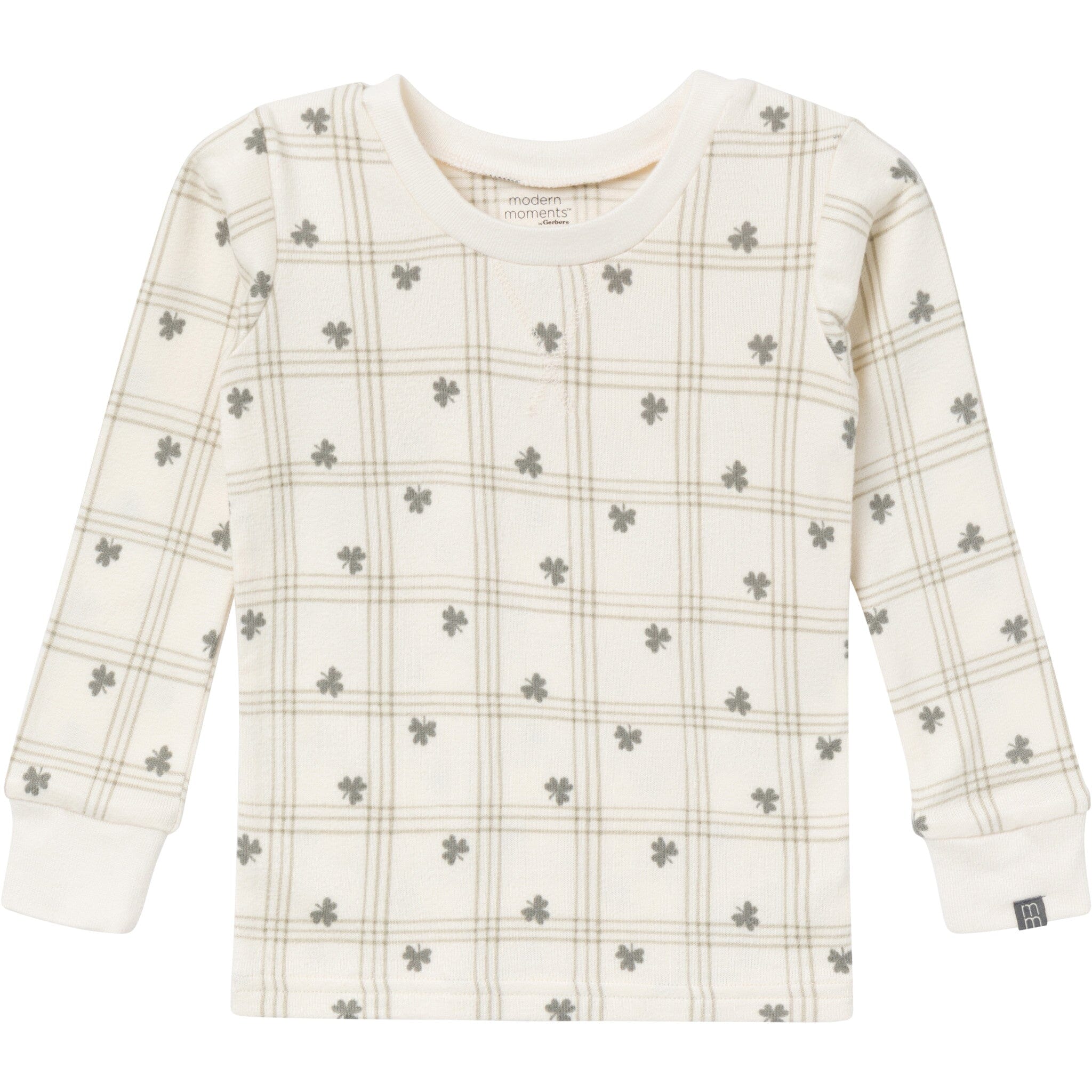 2-Piece Infant & Toddler Neutral Ivory Shamrock Snug Fitting Hacci Pajamas Set - Image 3