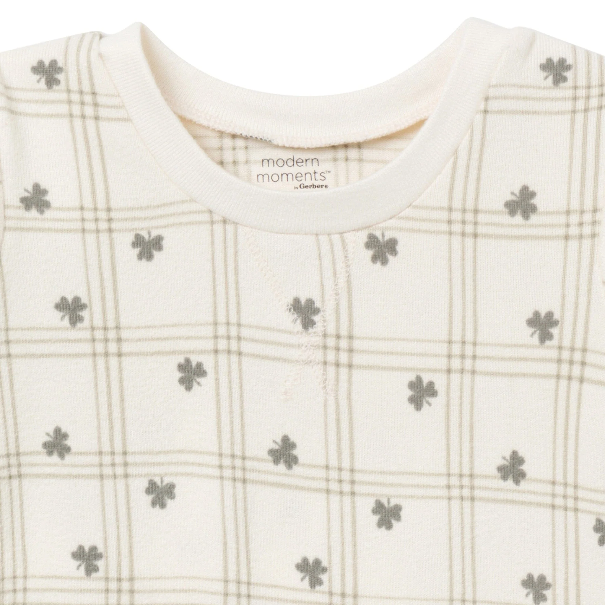 2-Piece Infant & Toddler Neutral Ivory Shamrock Snug Fitting Hacci Pajamas Set - Image 4