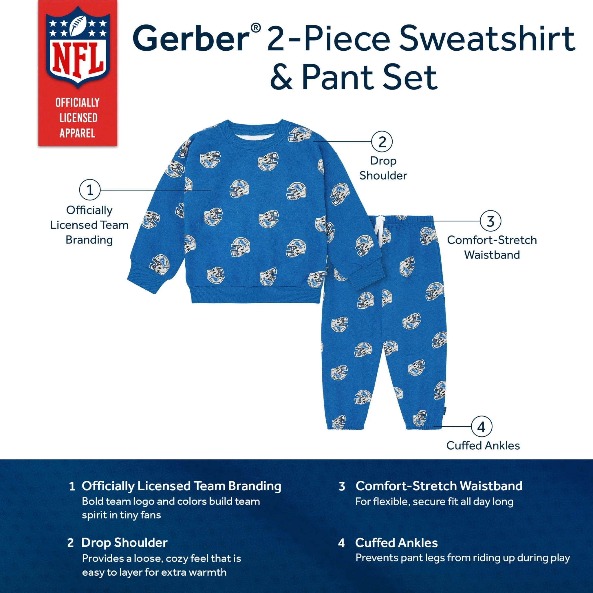 2-Piece Infant & Toddler Detroit Lions Sweatshirt and Pant Set - Image 5