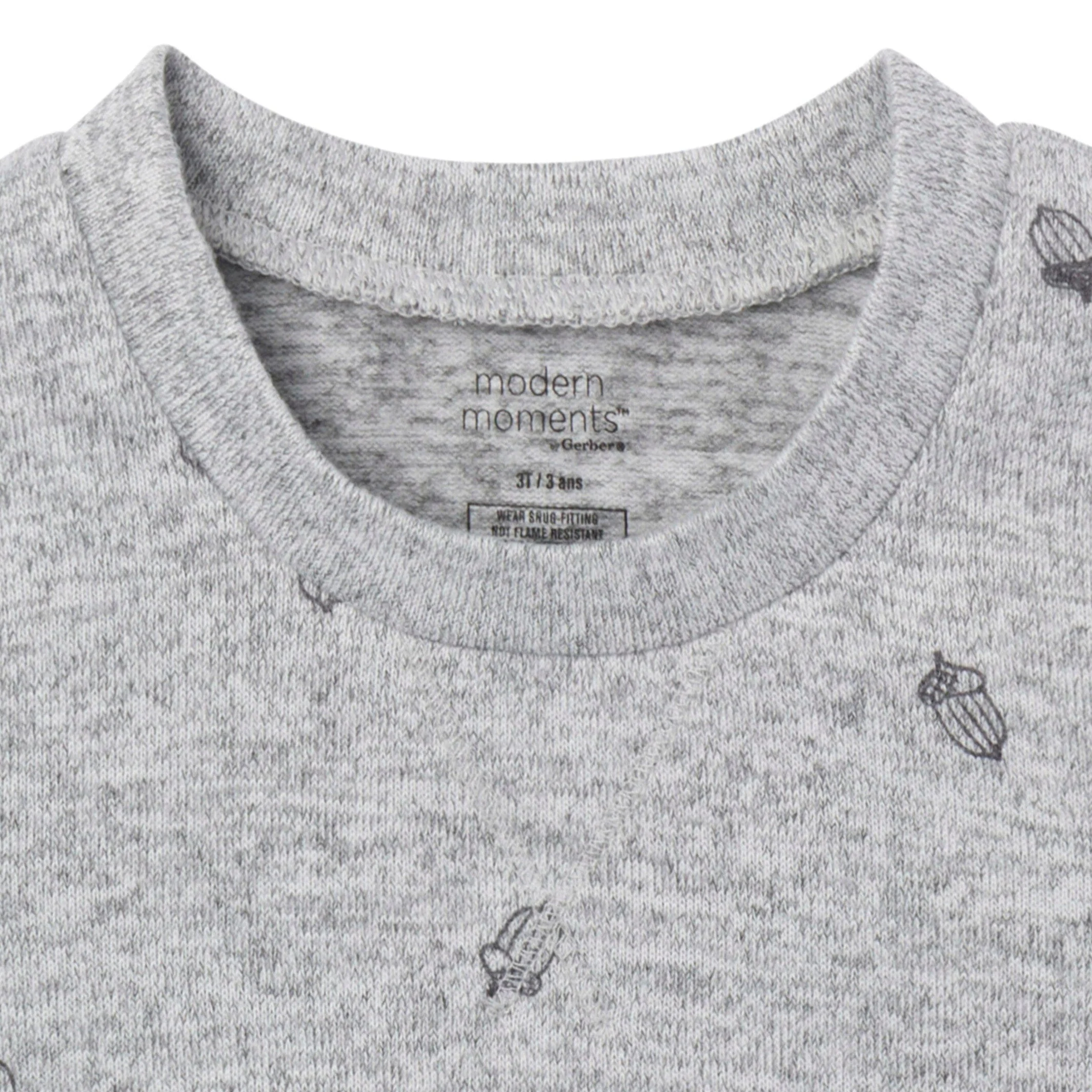 2-Piece Infant & Toddler Neutral Grey Heather Acorn Hacci Pajama Set - Image 3