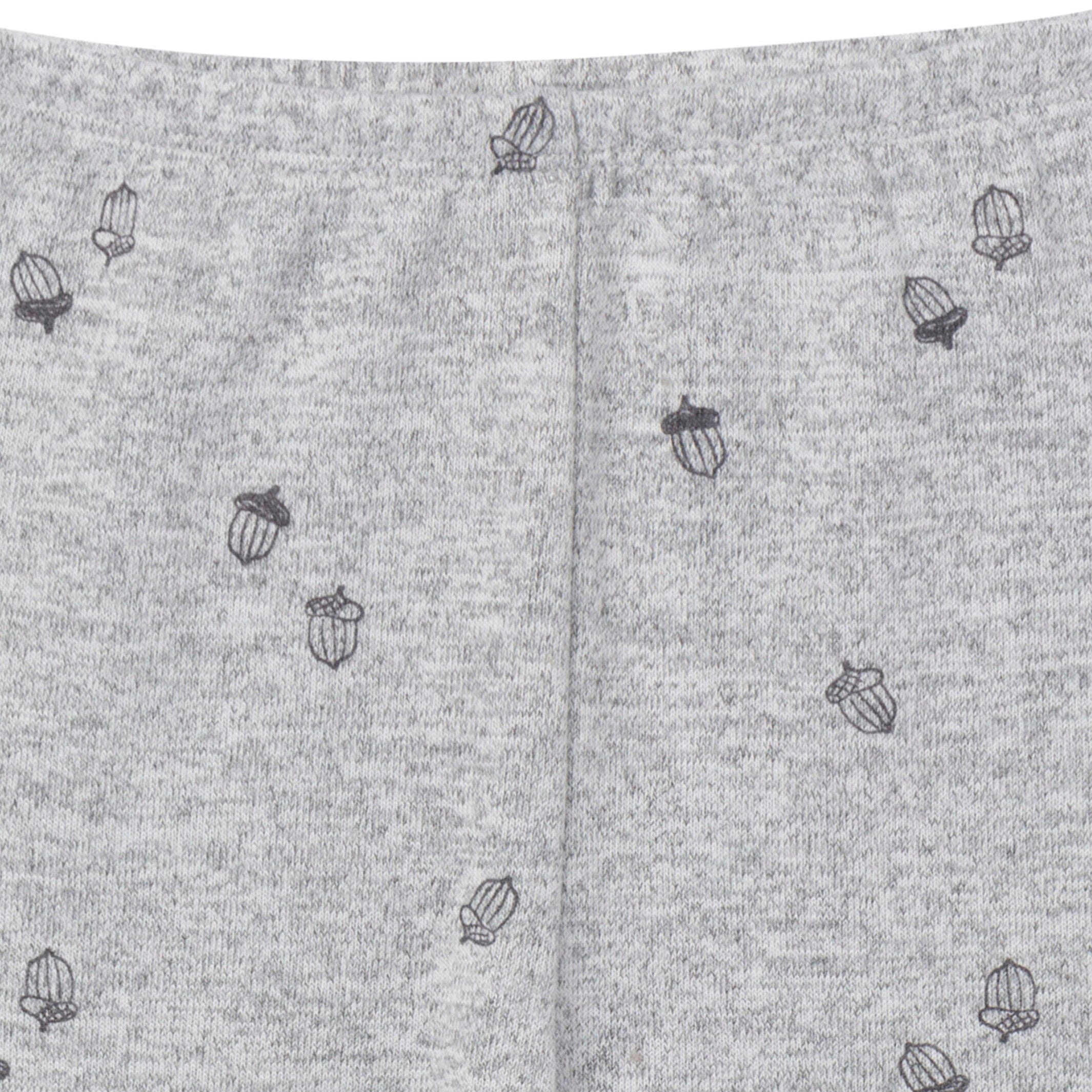 2-Piece Infant & Toddler Neutral Grey Heather Acorn Hacci Pajama Set - Image 6