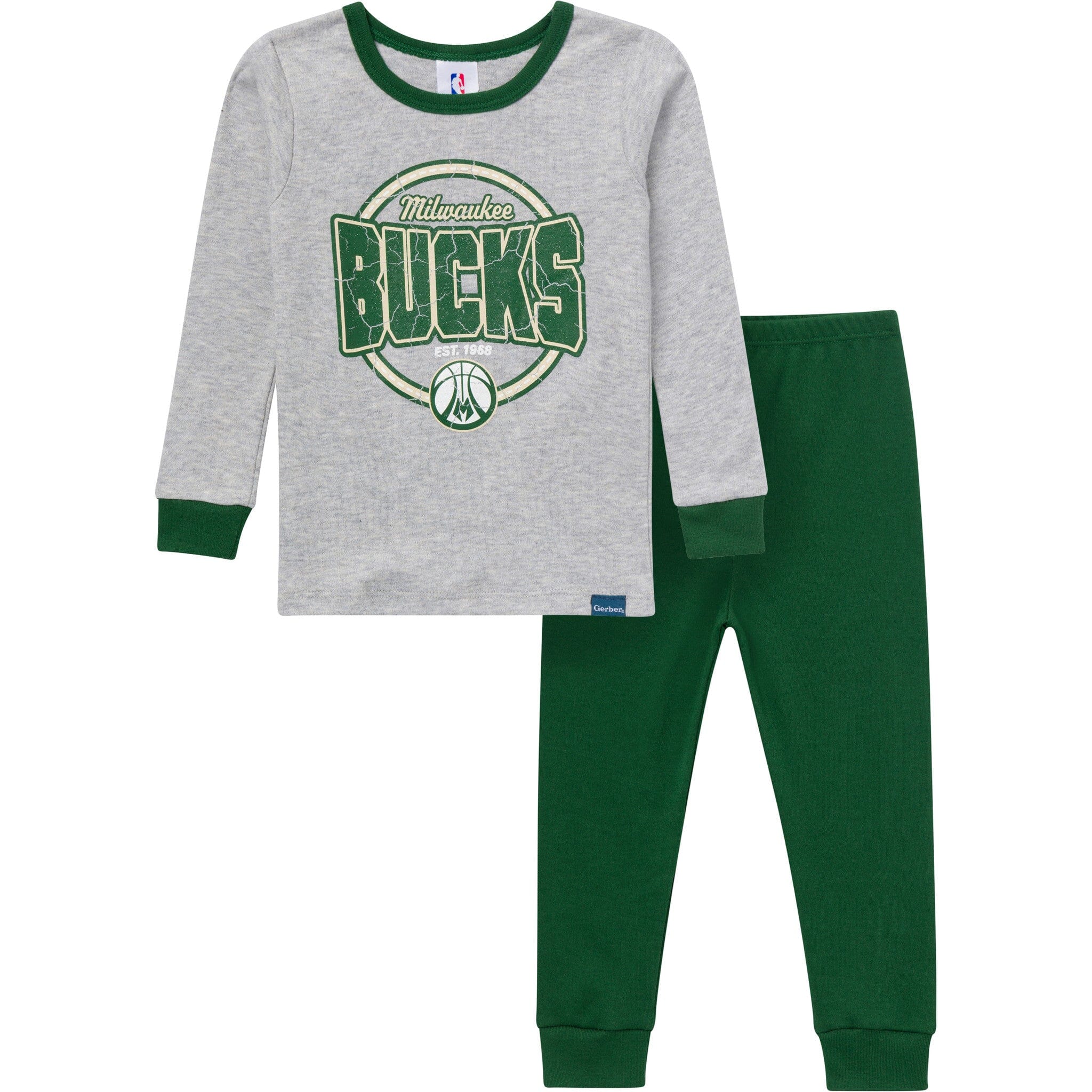 2-Piece Infant & Toddler Neutral Milwaukee Bucks Snug Fit Pajamas
