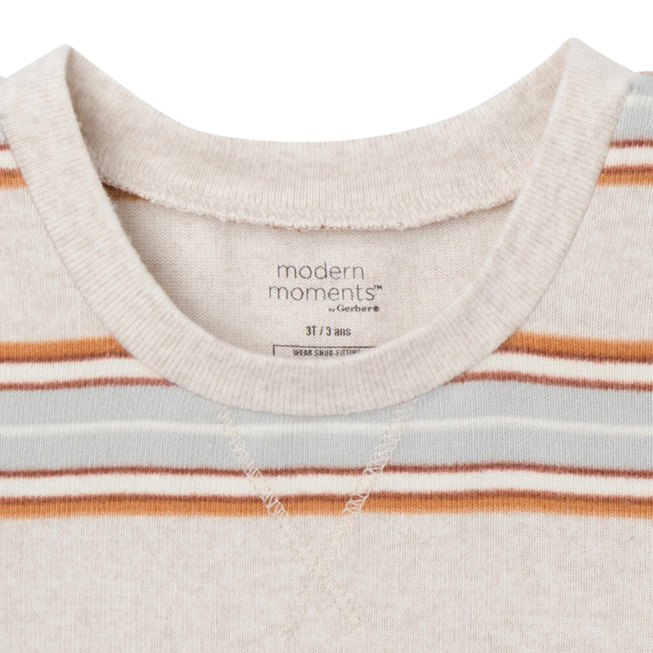 2-Piece Infant & Toddler Neutral Oatmeal Heather Stripe Hacci Pajama Set - Image 3