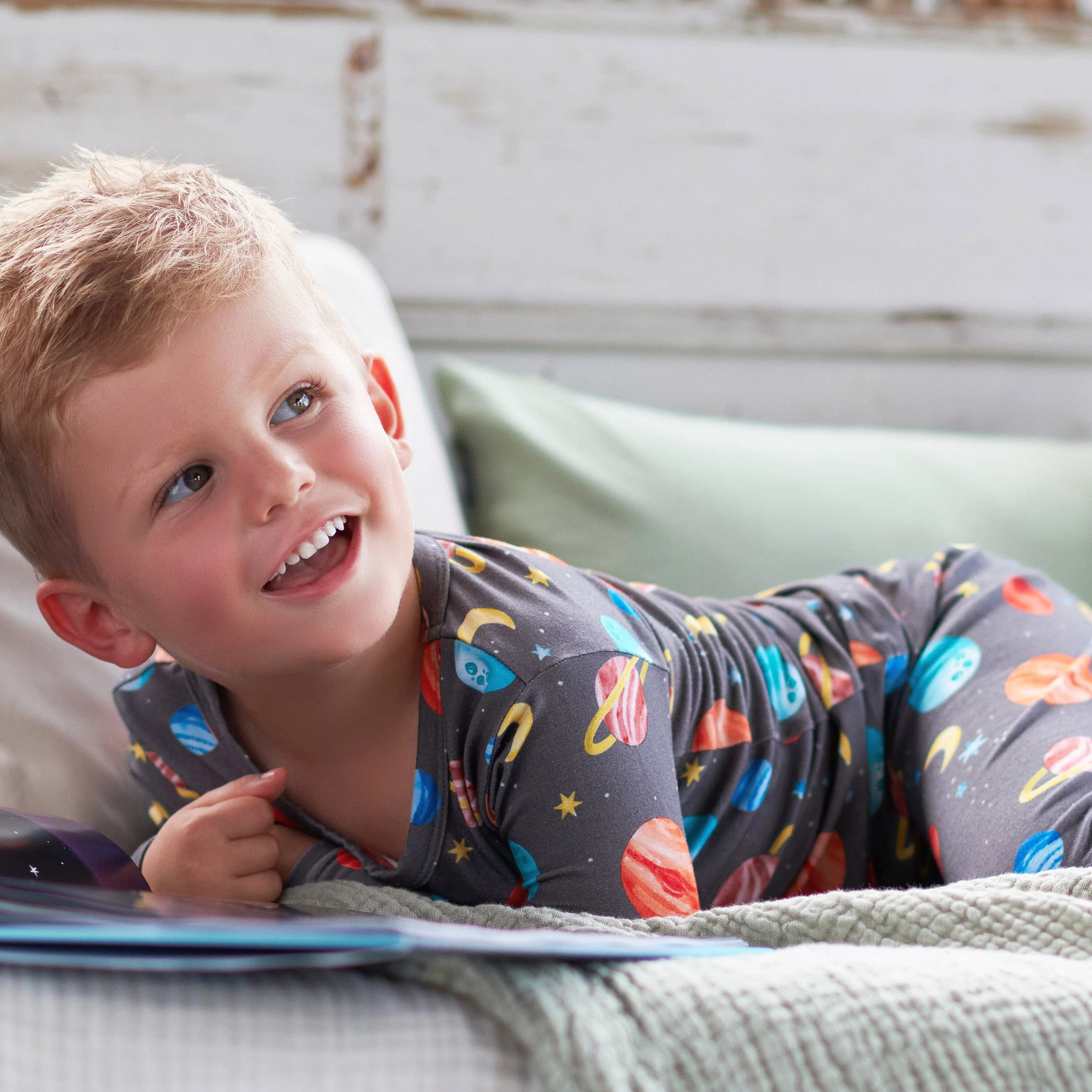 2-Piece Infant & Toddler Outer Space Buttery Soft Viscose Made from Eucalyptus Snug Fit Pajamas - Image 4