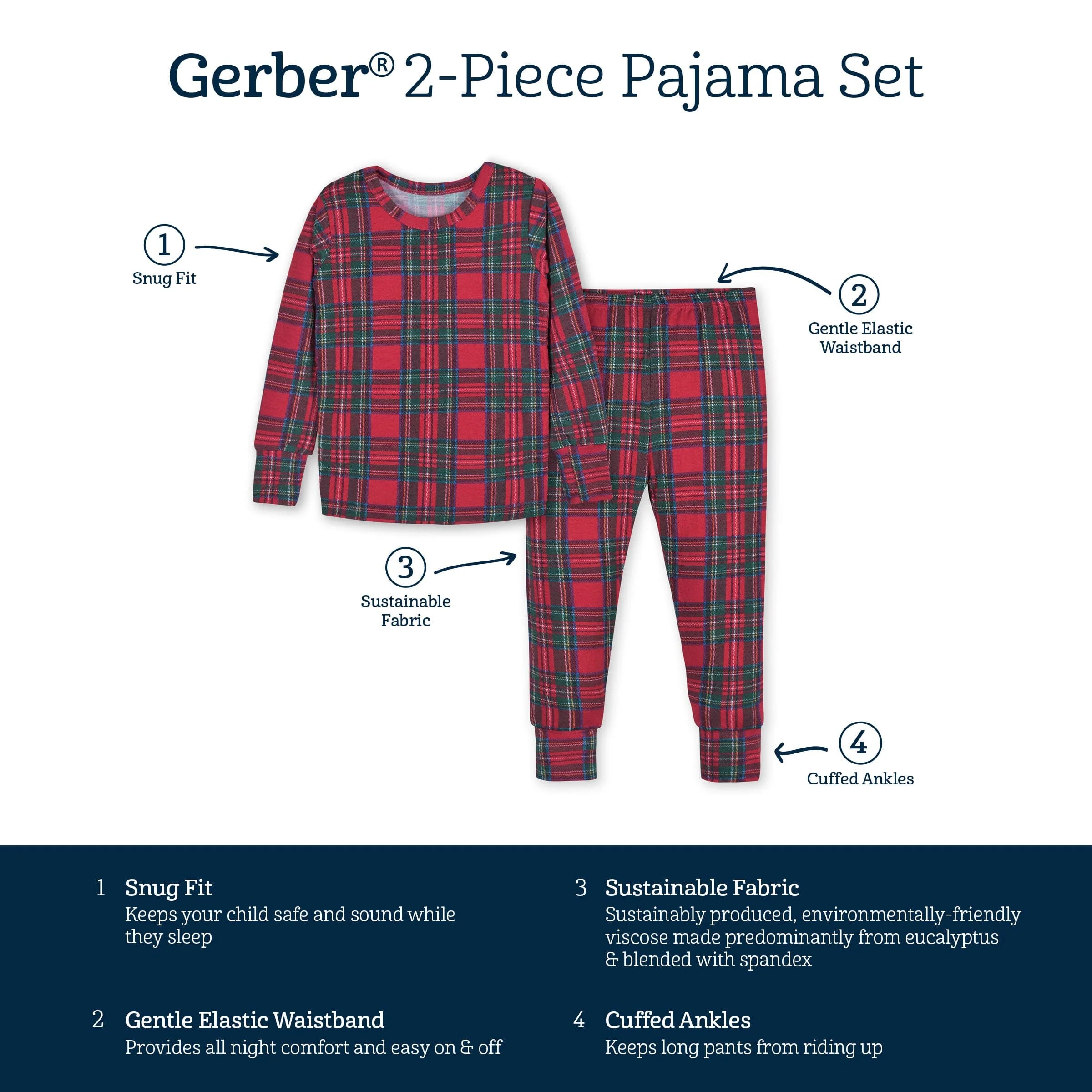 2-Piece Infant & Toddler Plaid About You Buttery Soft Viscose Made from Eucalyptus Snug Fit Holiday Pajamas - Image 9