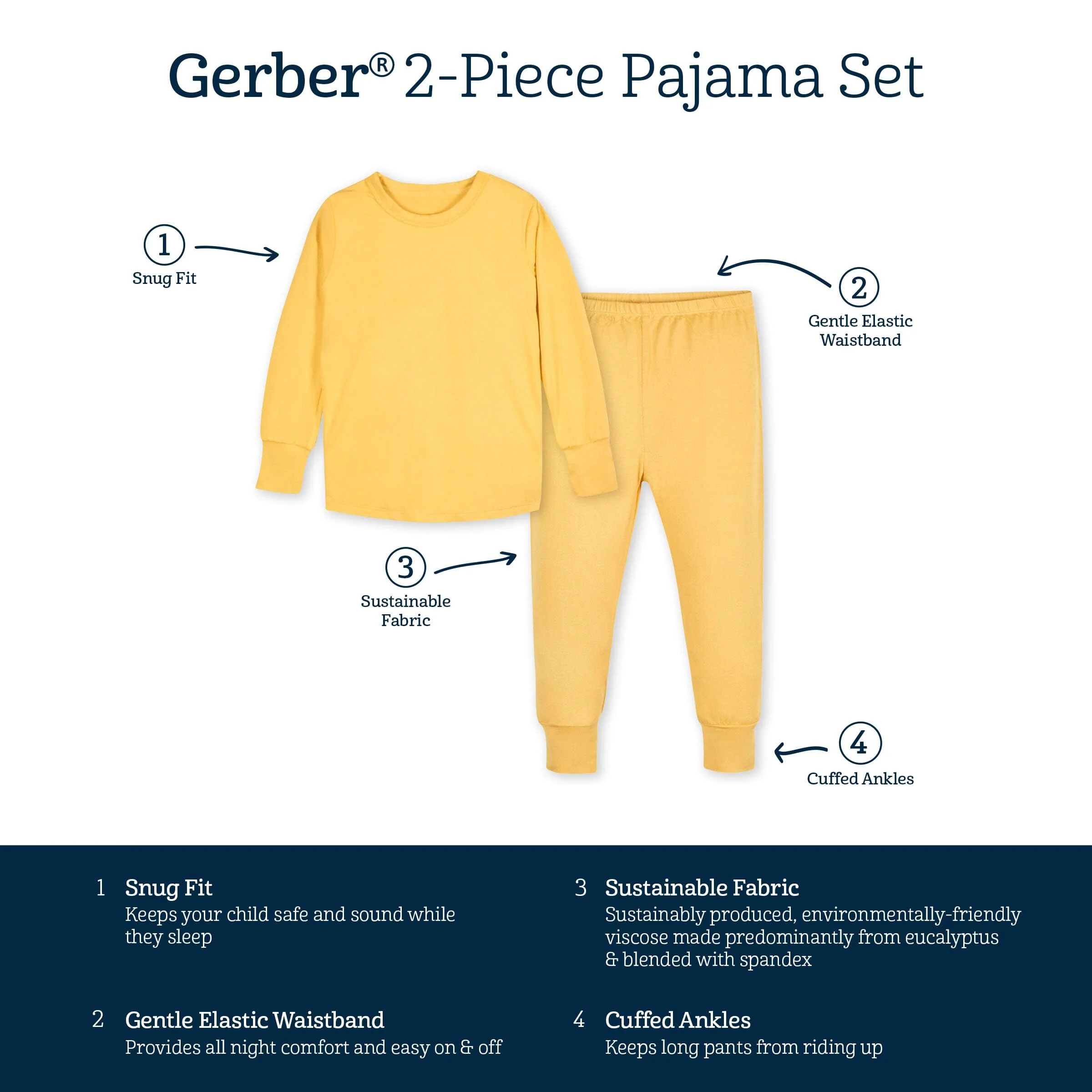 2-Piece Infant & Toddler Honey Buttery Soft Viscose Made from Eucalyptus Snug Fit Pajamas - Image 9