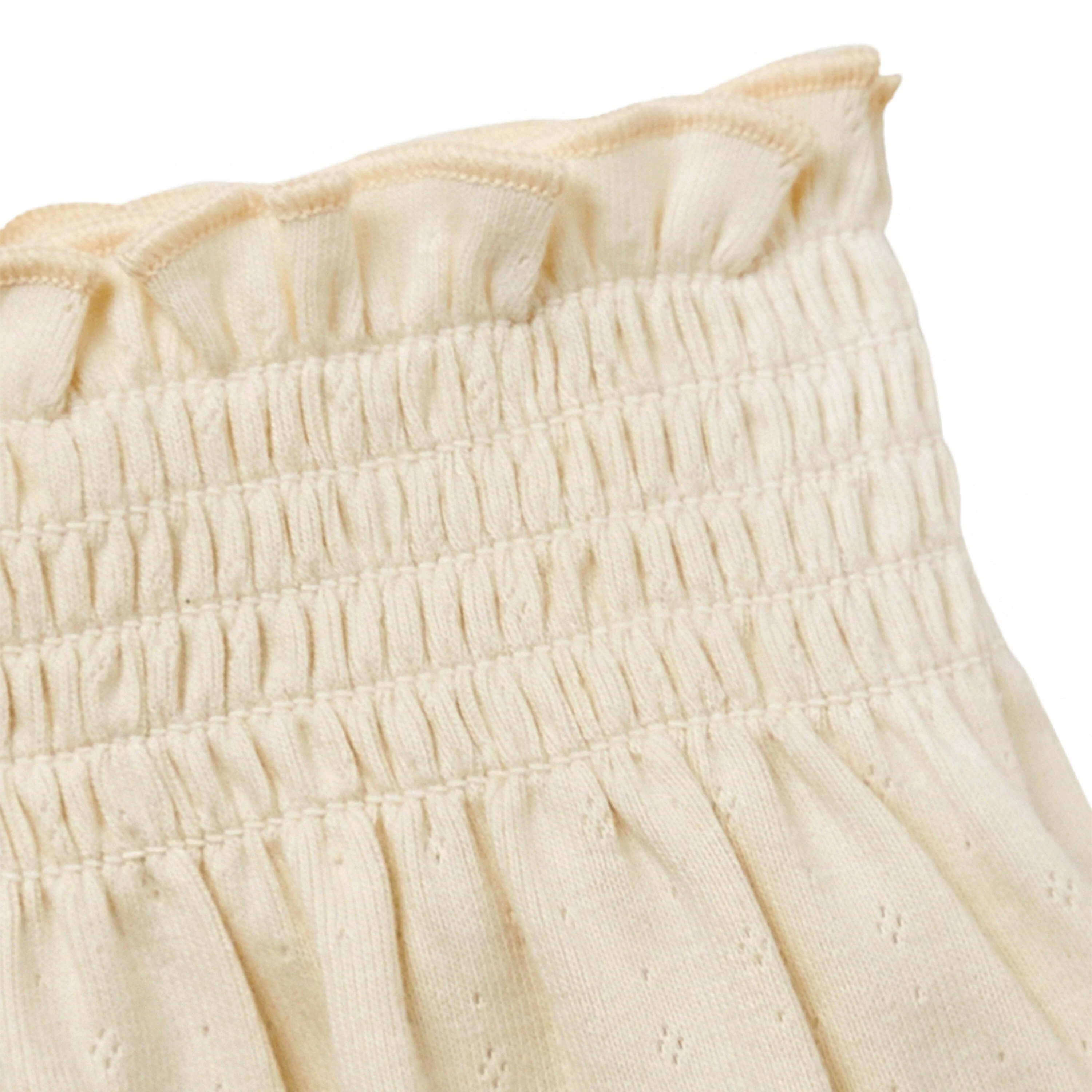 2-Piece Infant & Toddler Girls Beige Flowers Smocked Sleeveless Top & Wide Leg Shorts Set - Image 11