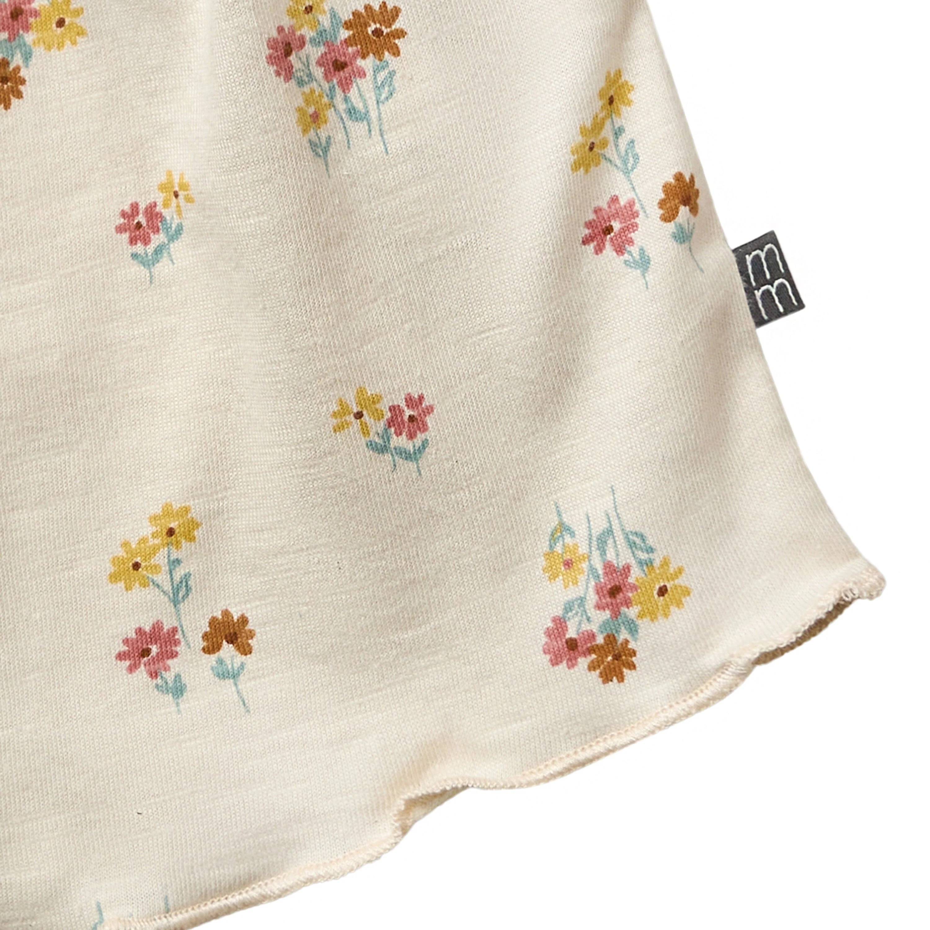 2-Piece Infant & Toddler Girls Beige Flowers Smocked Sleeveless Top & Wide Leg Shorts Set - Image 8