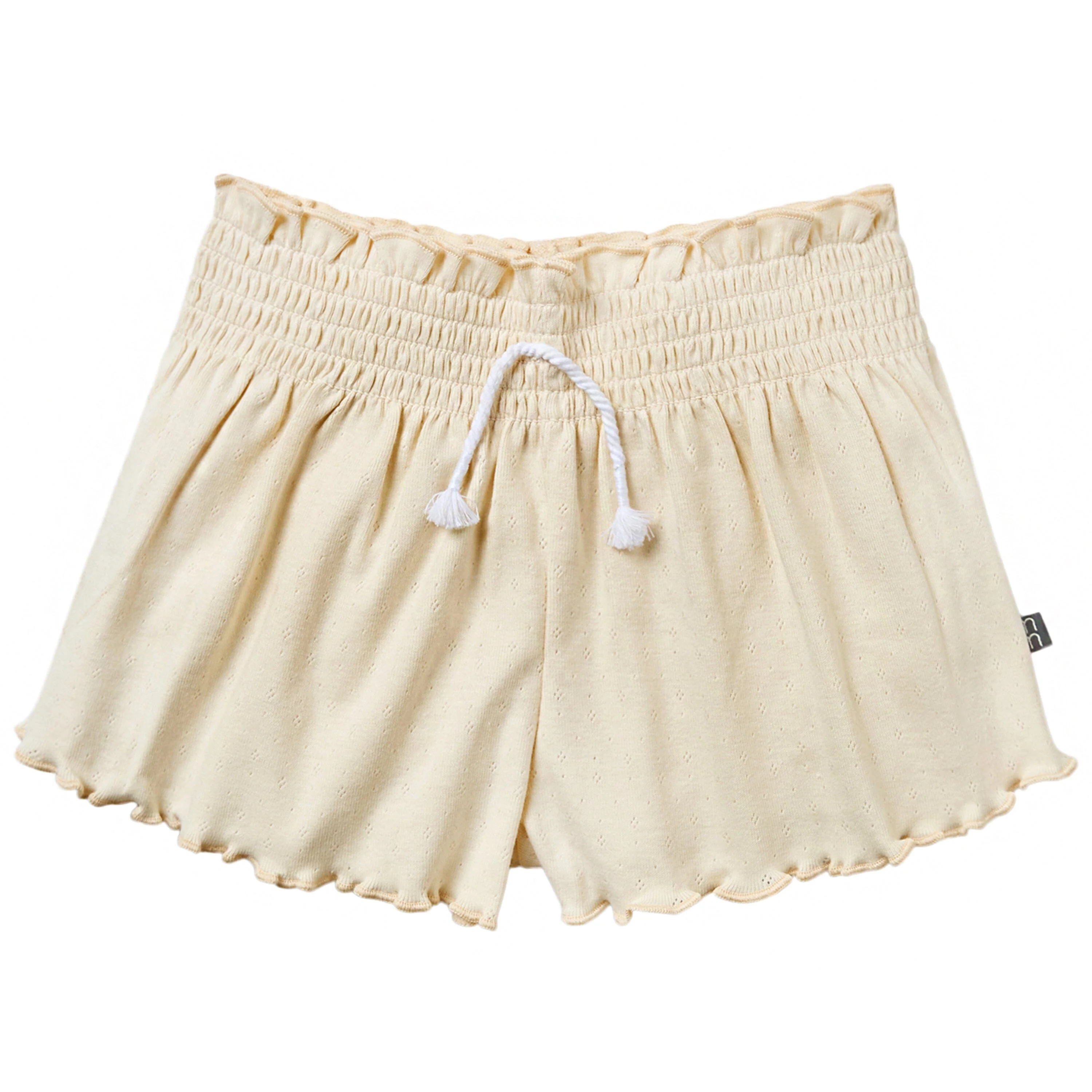 2-Piece Infant & Toddler Girls Beige Flowers Smocked Sleeveless Top & Wide Leg Shorts Set - Image 9