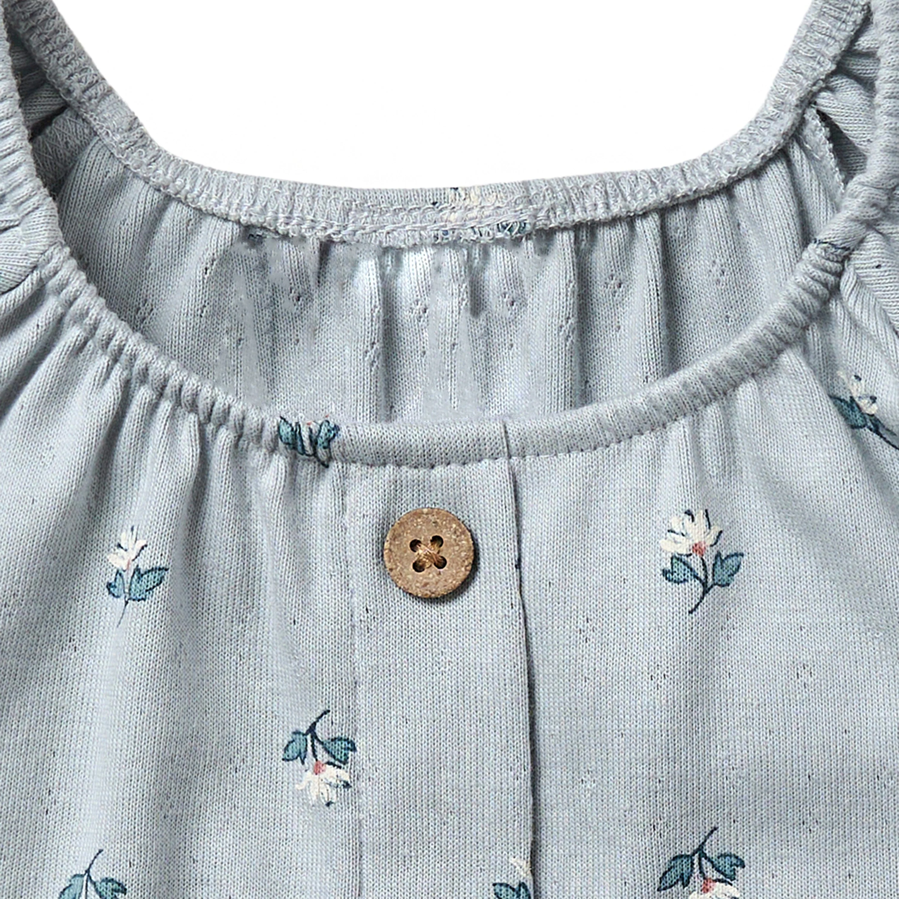 2-Piece Infant & Toddler Girls Light Blue Daisy Ruffled Sleeve Top & Smocked Wide Leg Shorts Set - Image 6