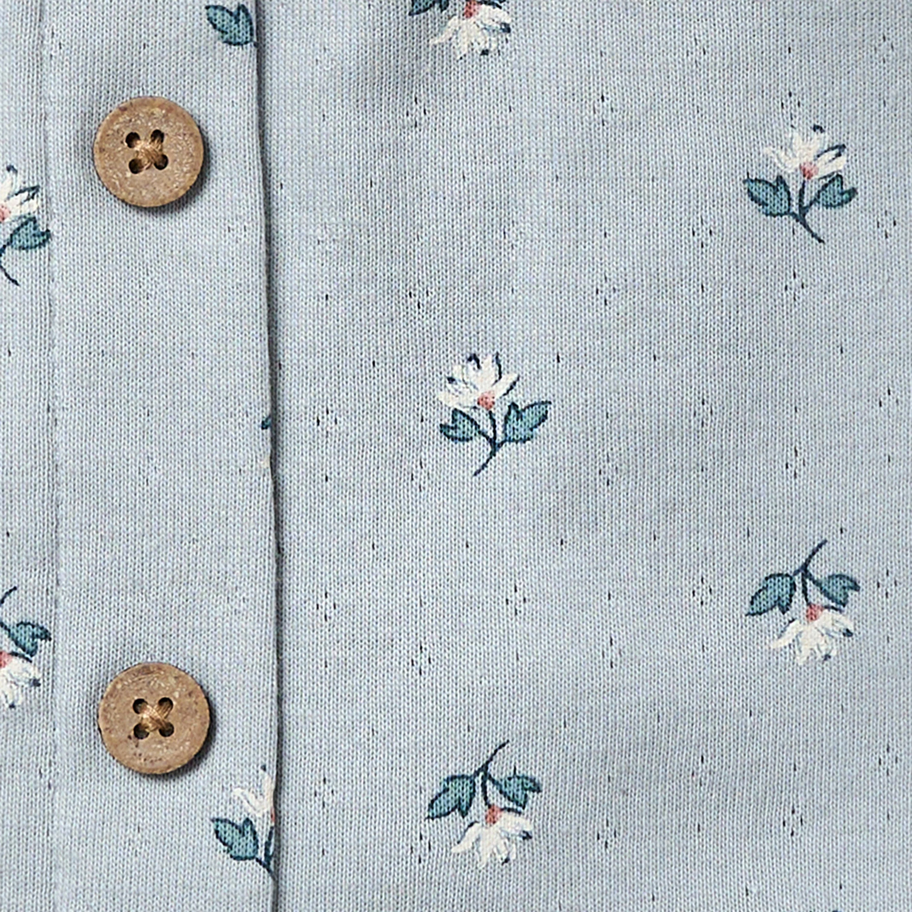 2-Piece Infant & Toddler Girls Light Blue Daisy Ruffled Sleeve Top & Smocked Wide Leg Shorts Set - Image 8