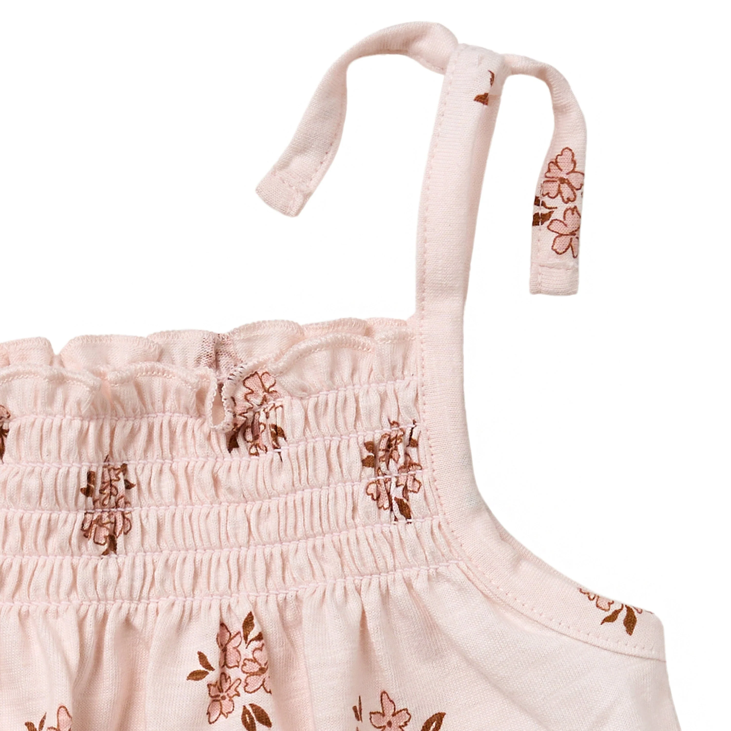 2-Piece Infant & Toddler Girls Rose Floral Smocked Sleeveless Top & Wide Leg Shorts Set - Image 5