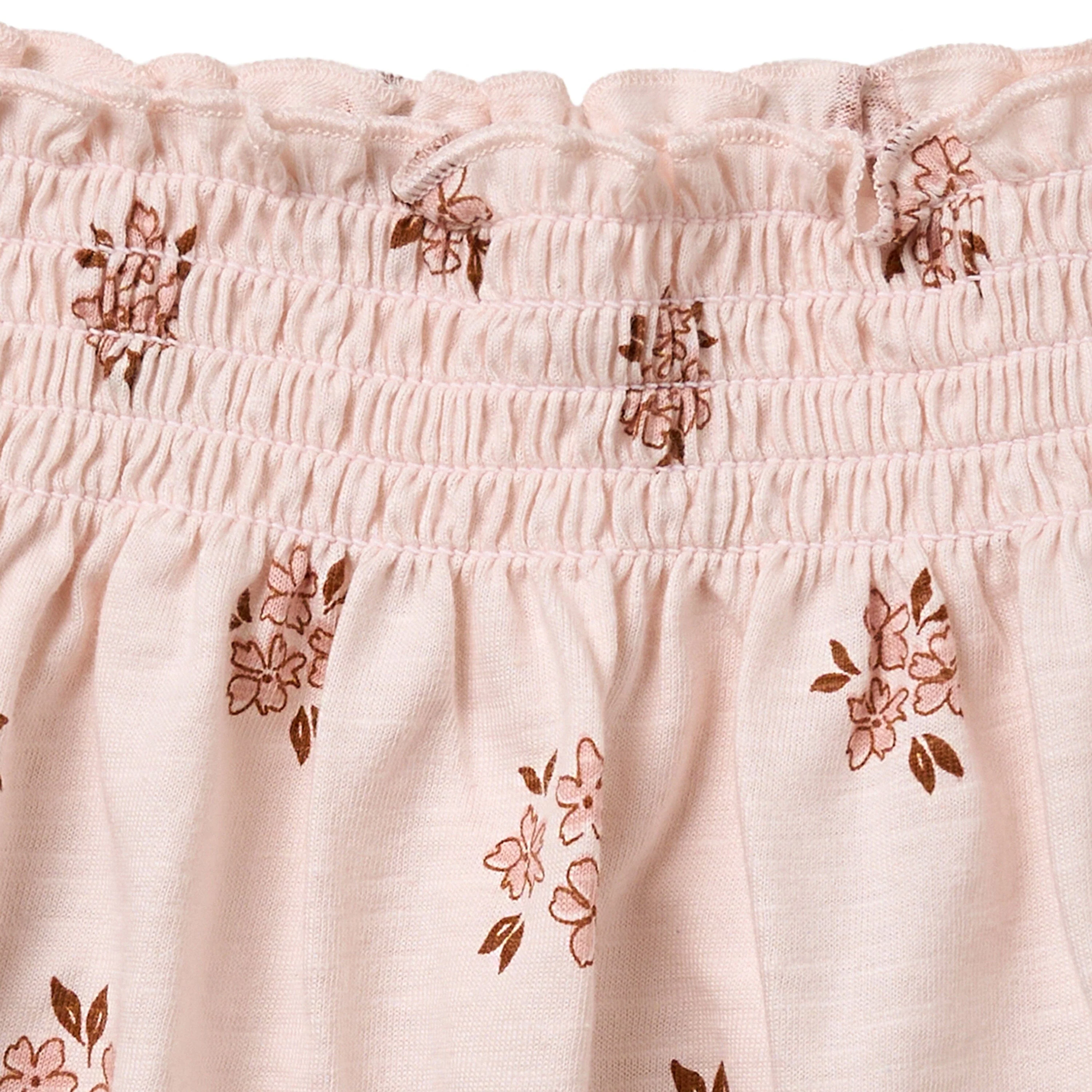 2-Piece Infant & Toddler Girls Rose Floral Smocked Sleeveless Top & Wide Leg Shorts Set - Image 6