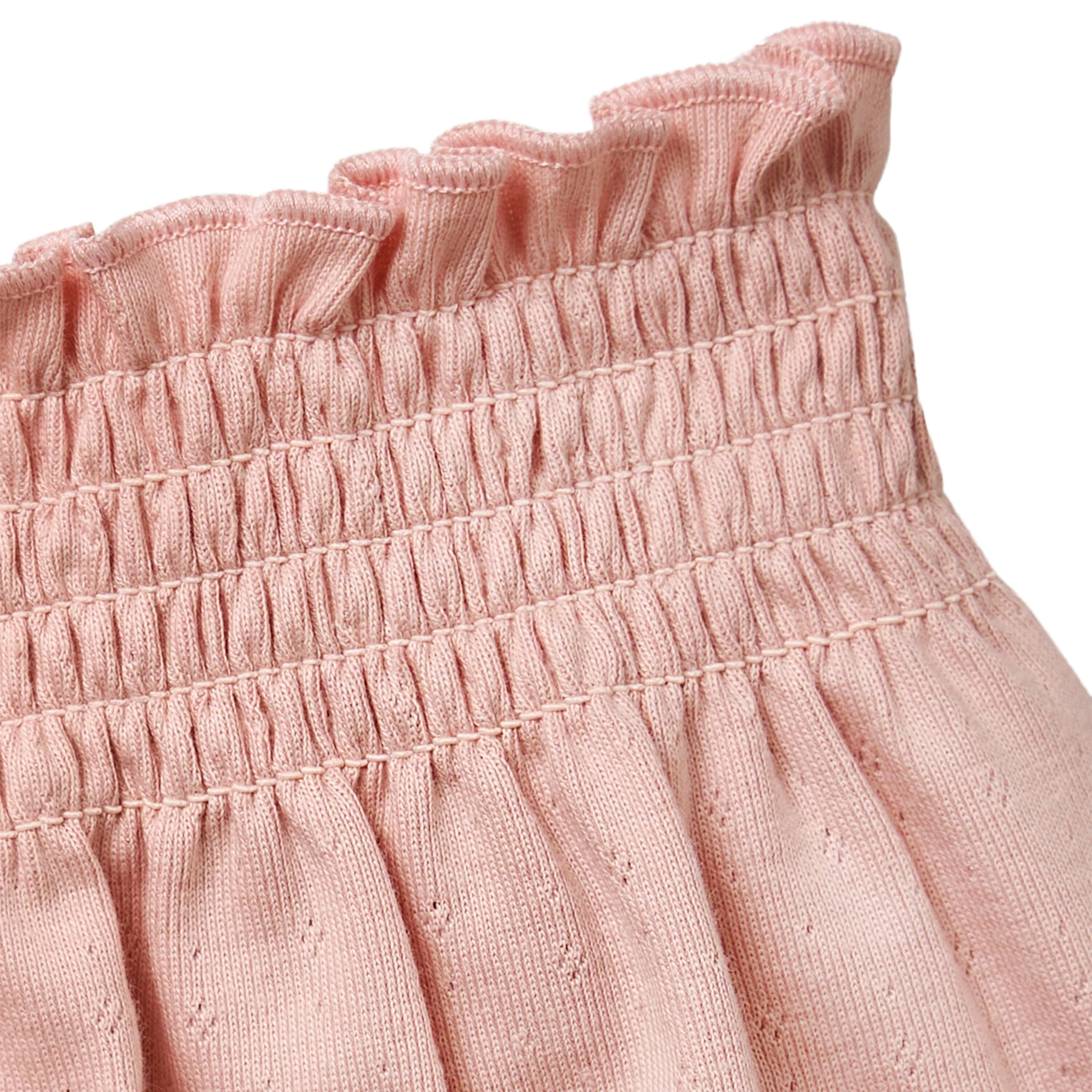 2-Piece Infant & Toddler Girls Rose Floral Smocked Sleeveless Top & Wide Leg Shorts Set - Image 9