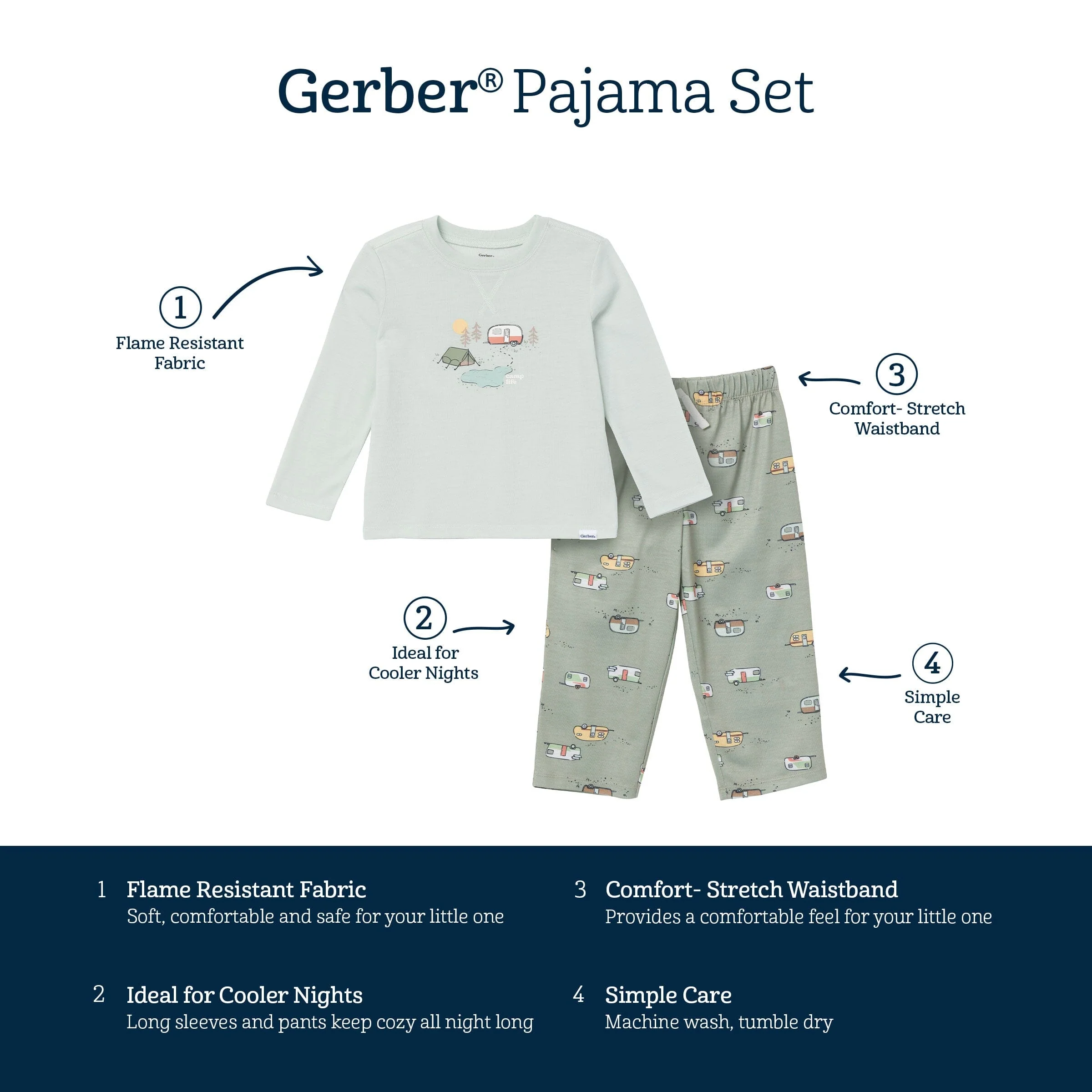 2-Piece Toddler Boys Camp Pajama Set - Image 6
