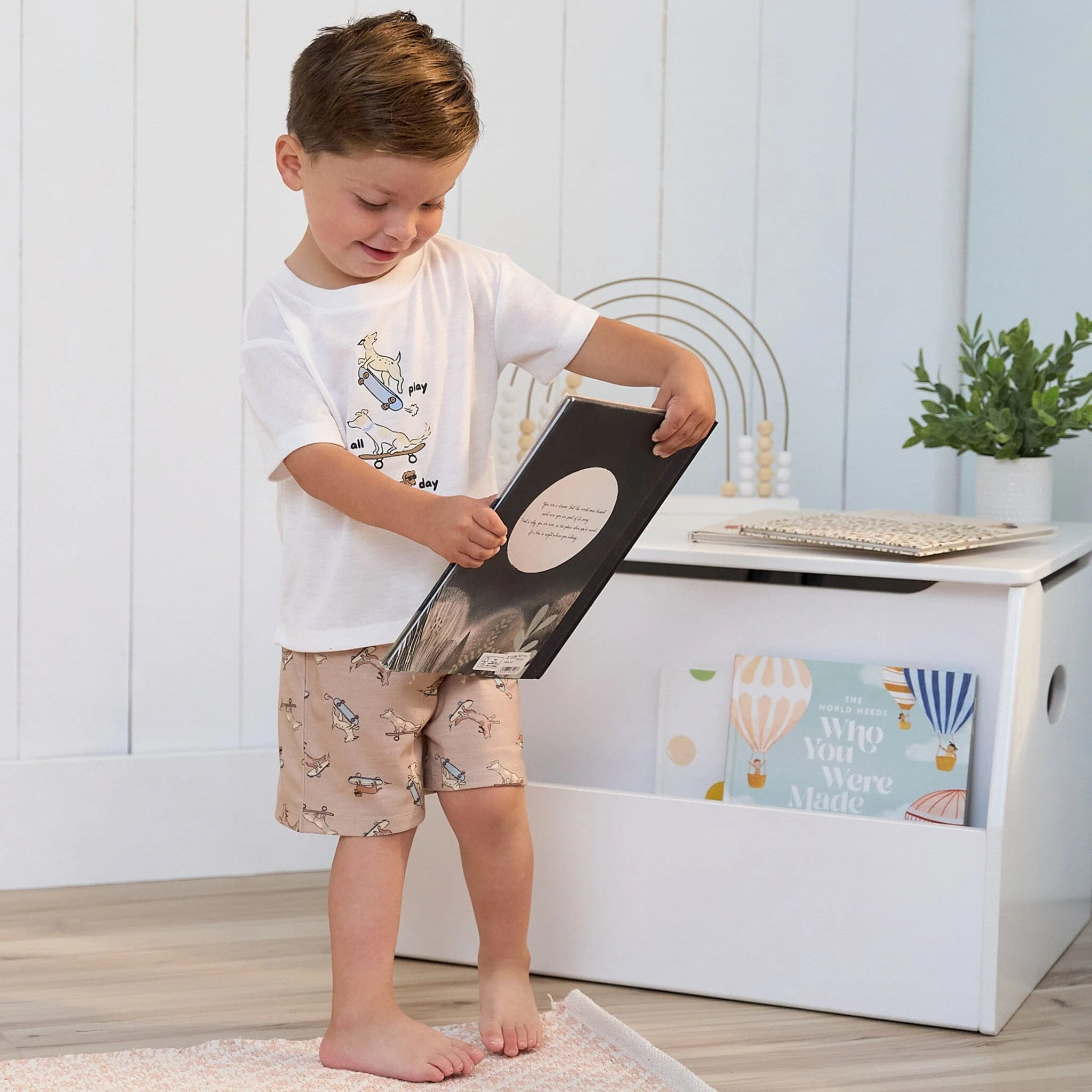 2-Piece Toddler Boys Dog Pajama Shorts Set - Image 2