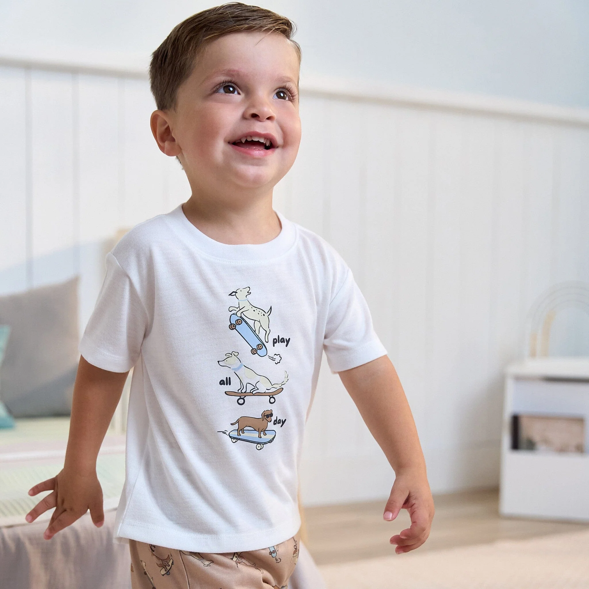 2-Piece Toddler Boys Dog Pajama Shorts Set - Image 3