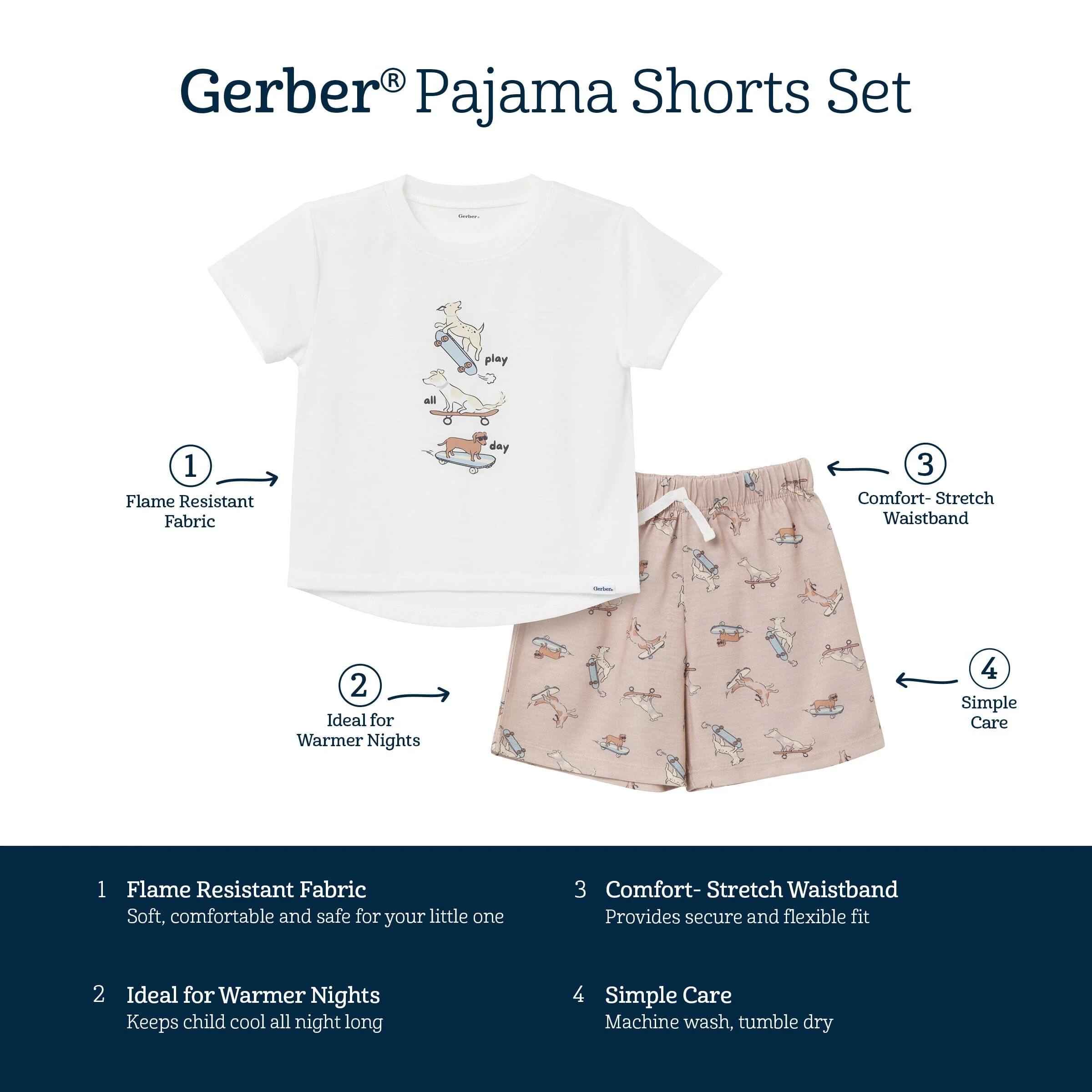 2-Piece Toddler Boys Dog Pajama Shorts Set - Image 9