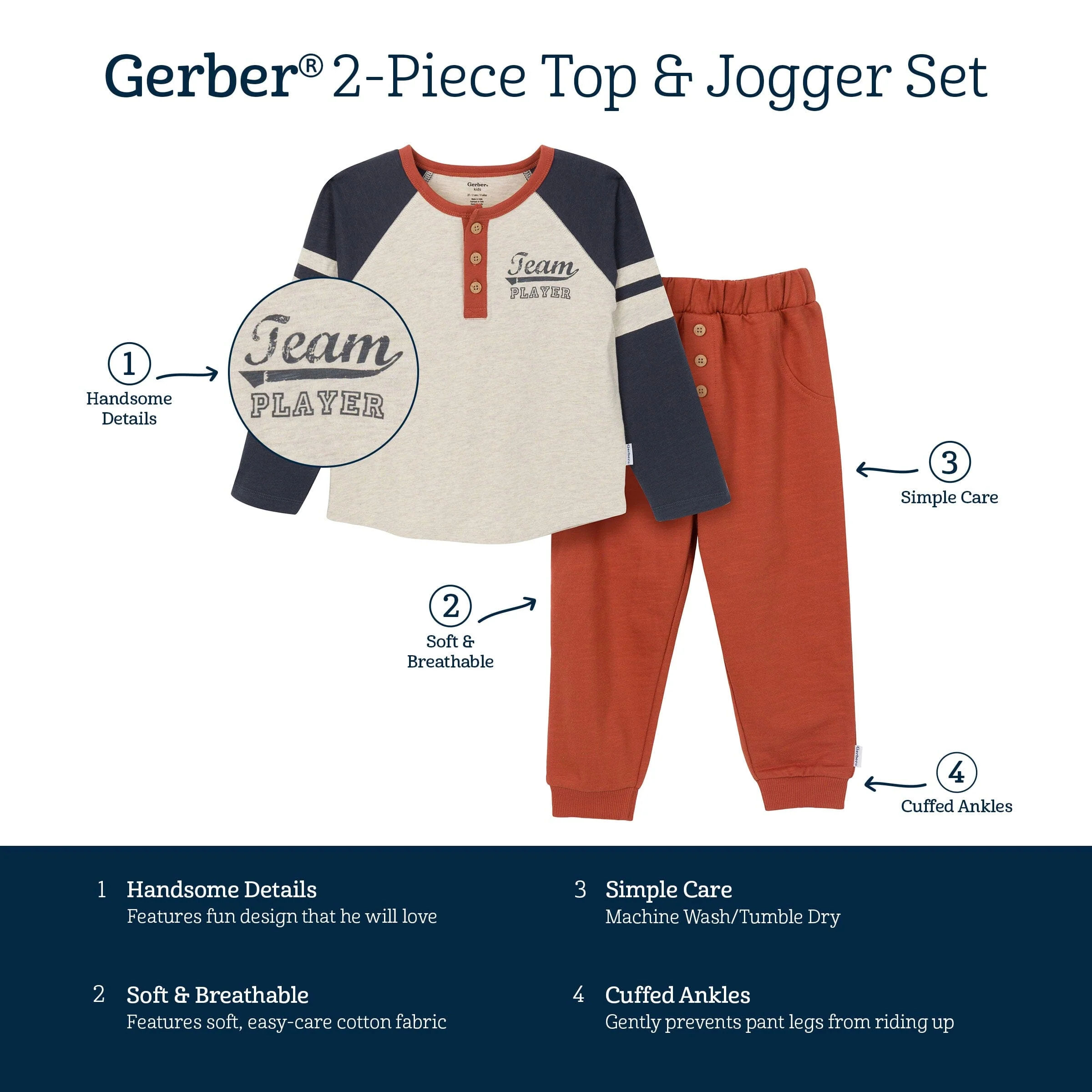 2-Piece Toddler Boys Team Player Top & Joggers Set - Image 7