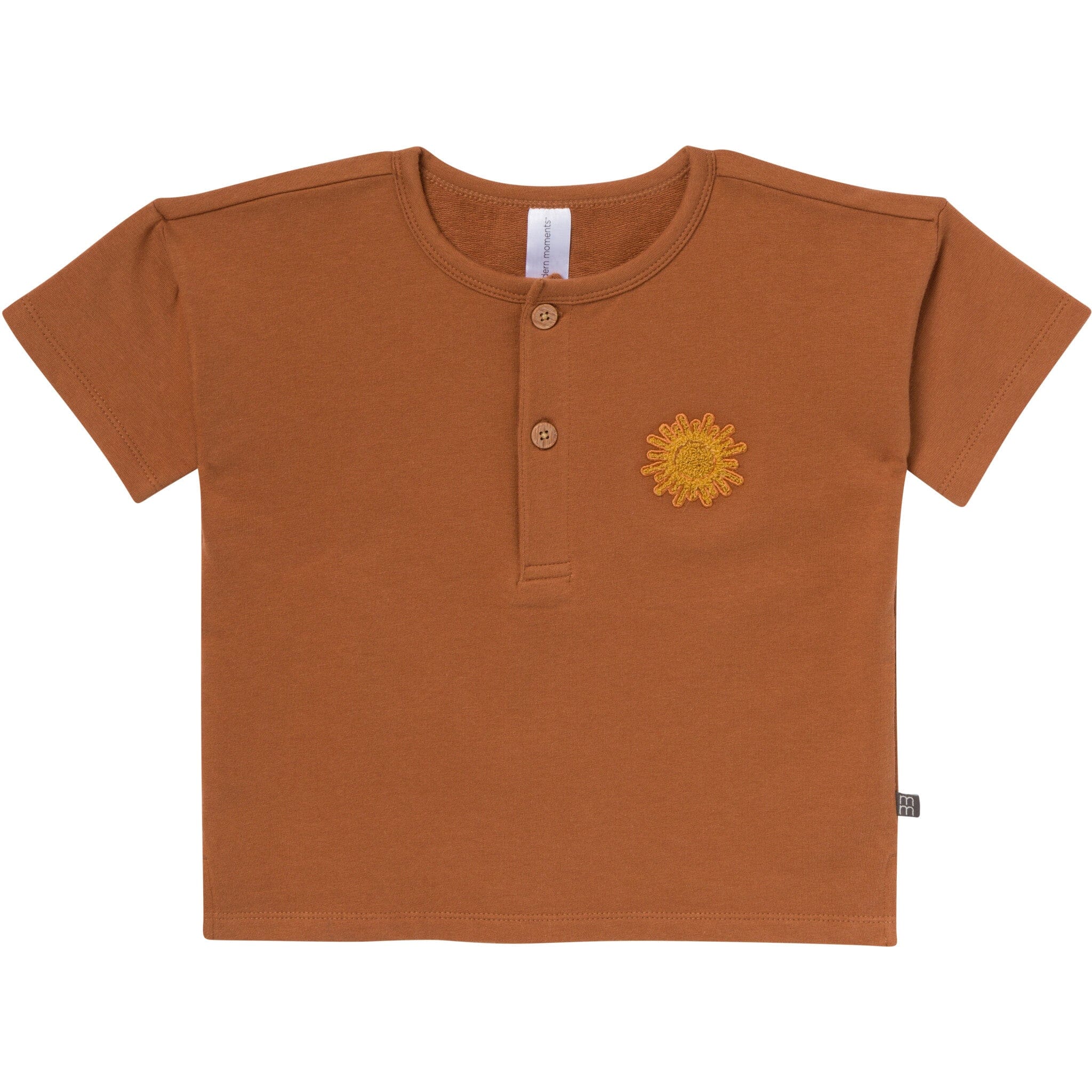 2-Piece Toddler Boys Medium Brown Henley Shirt and Shorts Set - Image 5