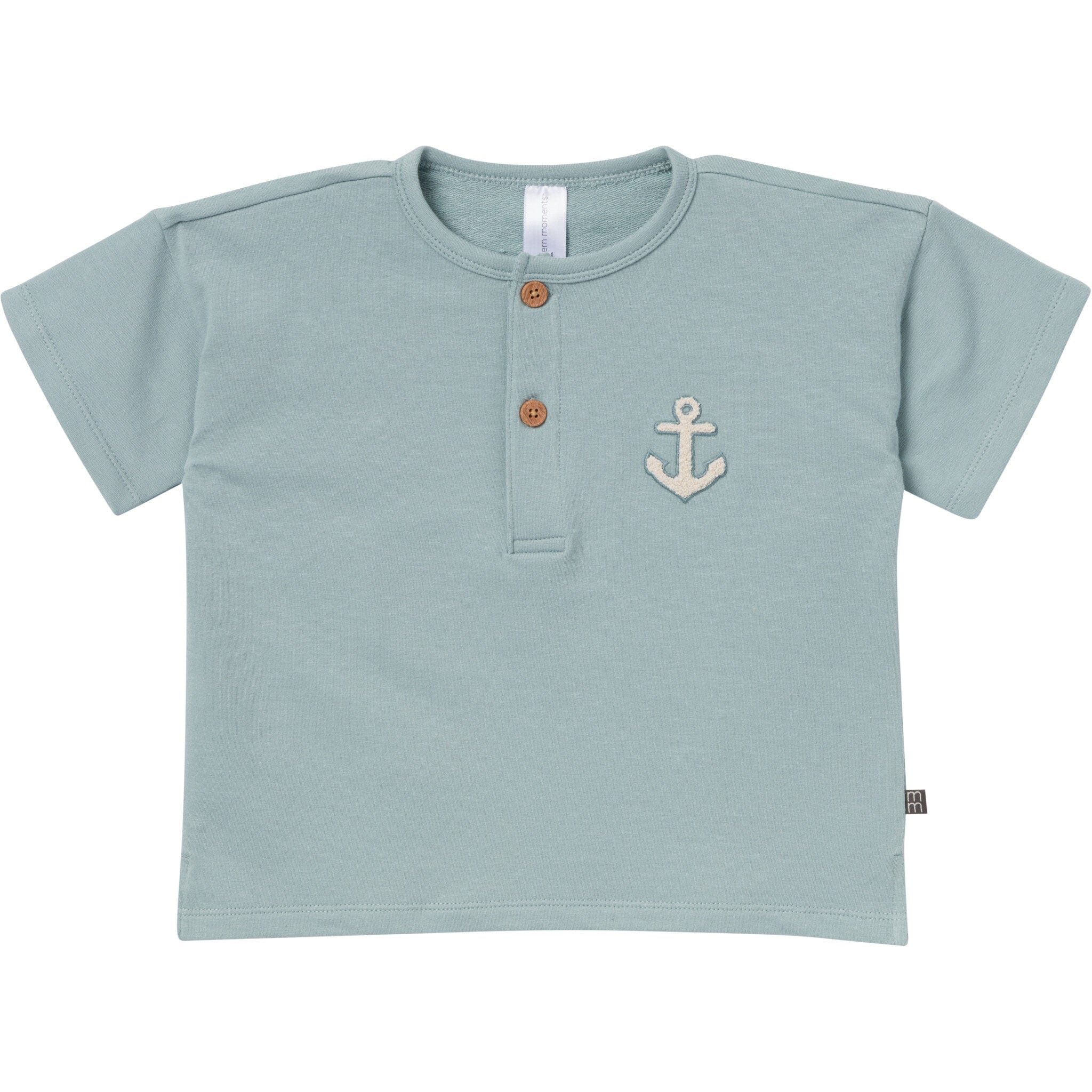 2-Piece Toddler Boys Medium Teal Henley Shirt and Shorts Set - Image 2