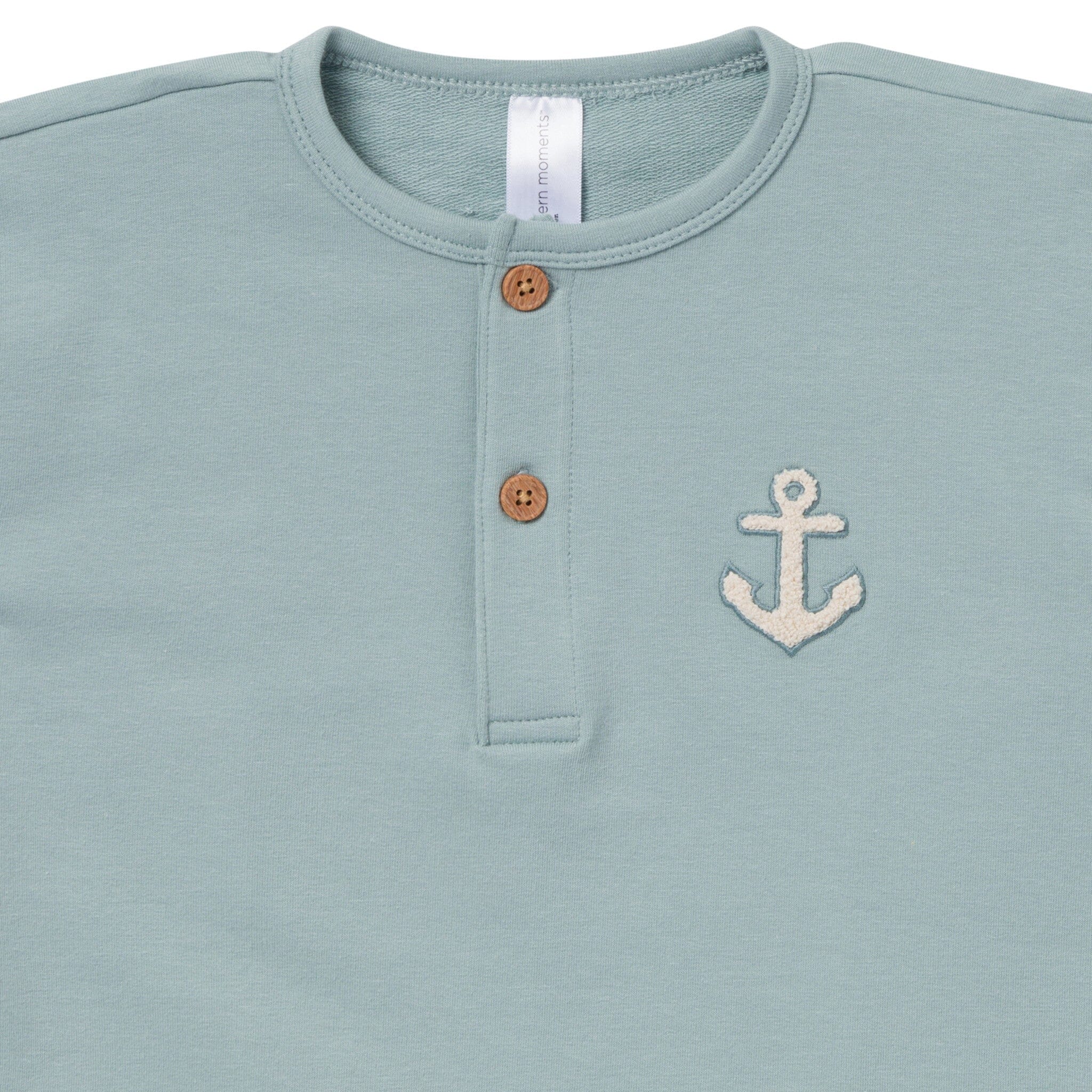 2-Piece Toddler Boys Medium Teal Henley Shirt and Shorts Set - Image 3