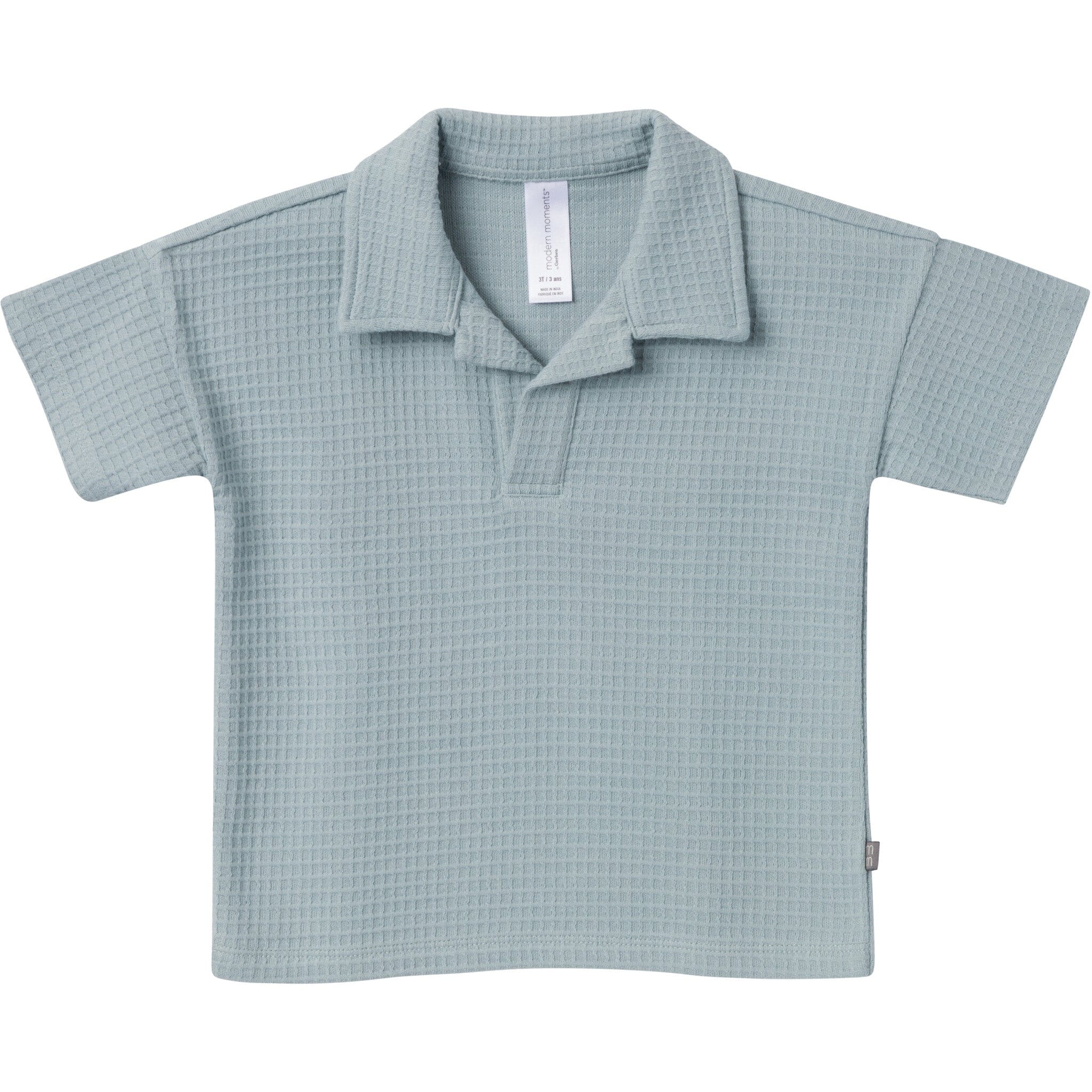 2-Piece Toddler Boys Teal Johnny Collar Shirt and Shorts Set - Image 2