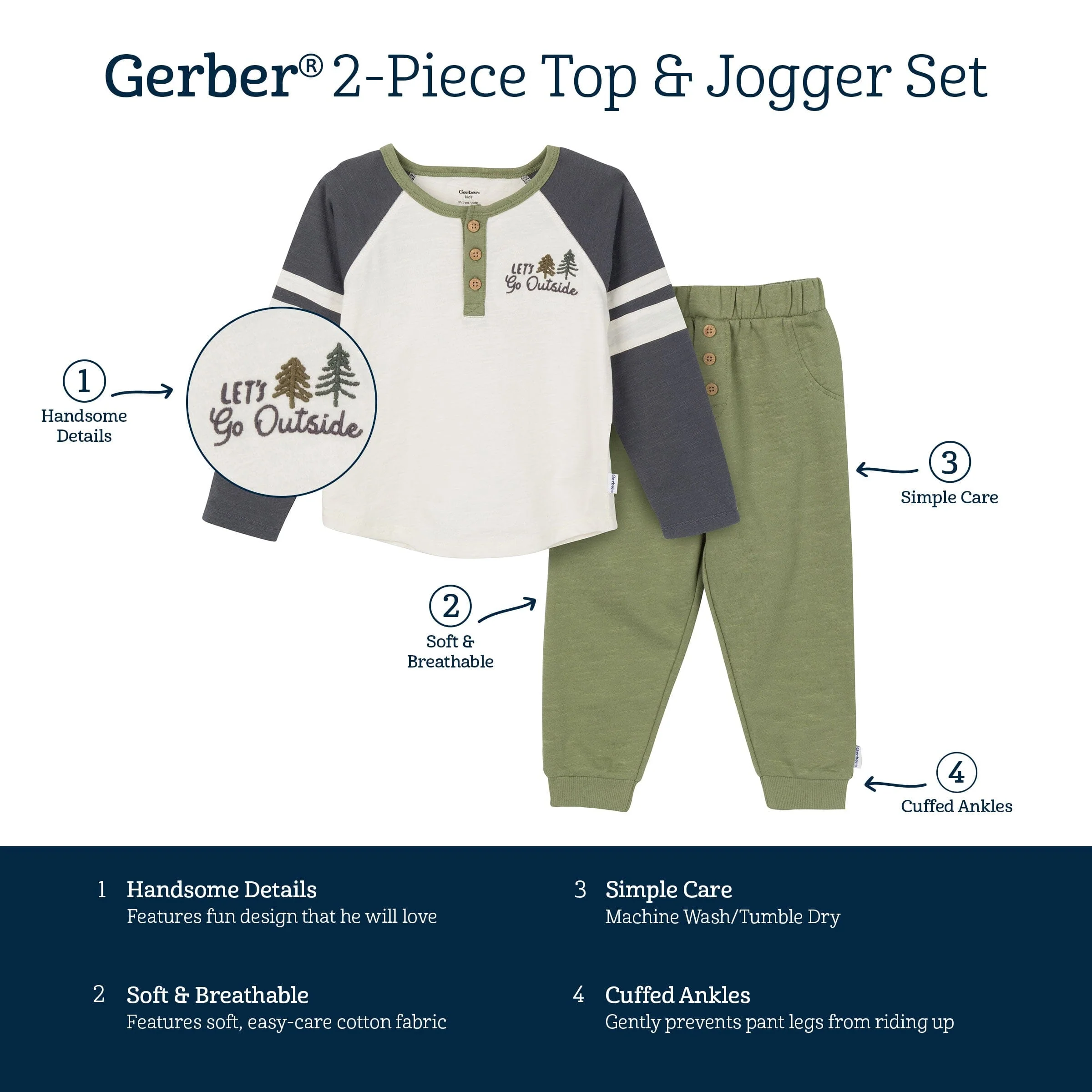 2-Piece Toddler Boys Let's Go Outside Top & Joggers Set - Image 8