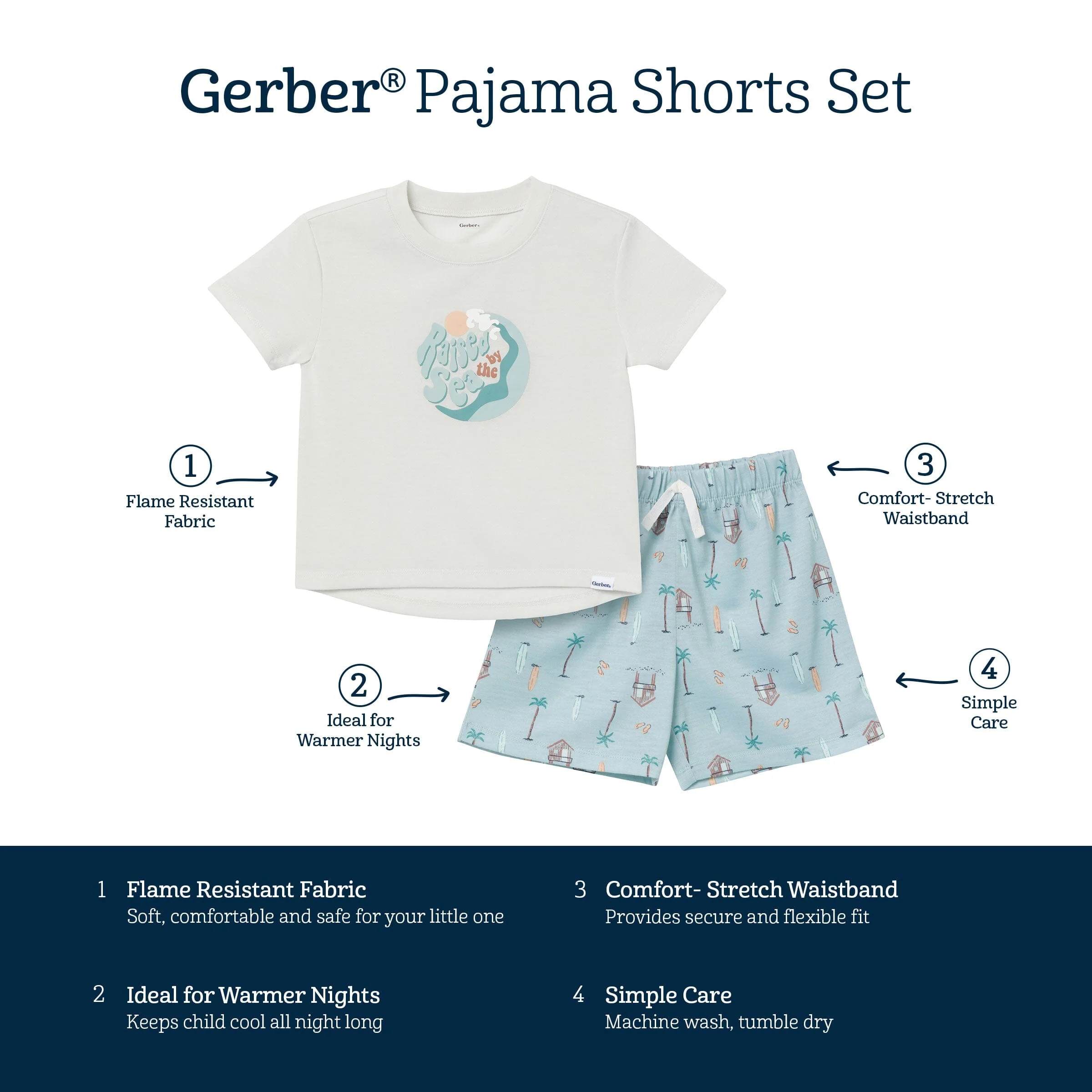 2-Piece Toddler Boys Sea Pajama Shorts Set - Image 6