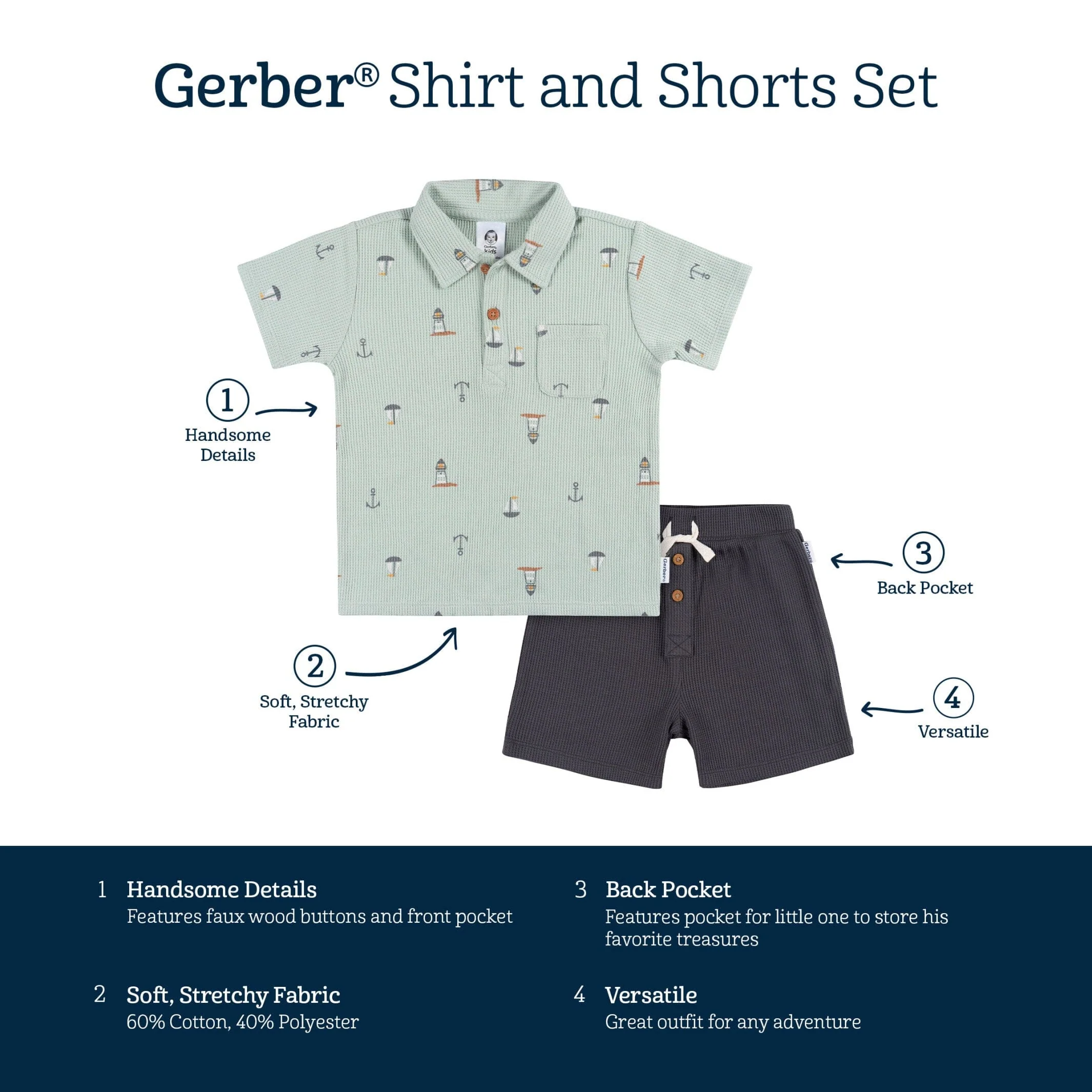 2-Piece Toddler Boys Sea Scene Shirt & Shorts Set - Image 7