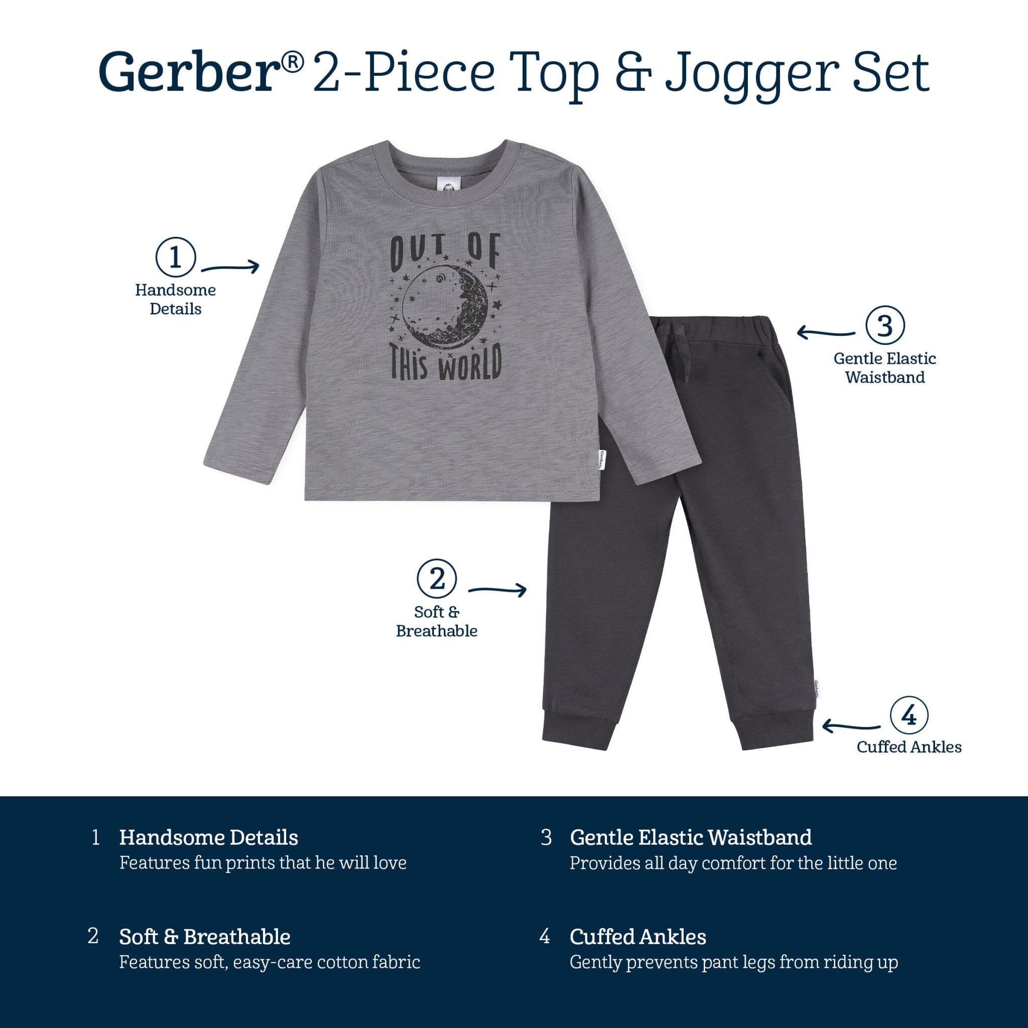 2-Piece Toddler Boys Space Adventure Top and Jogger Set - Image 7
