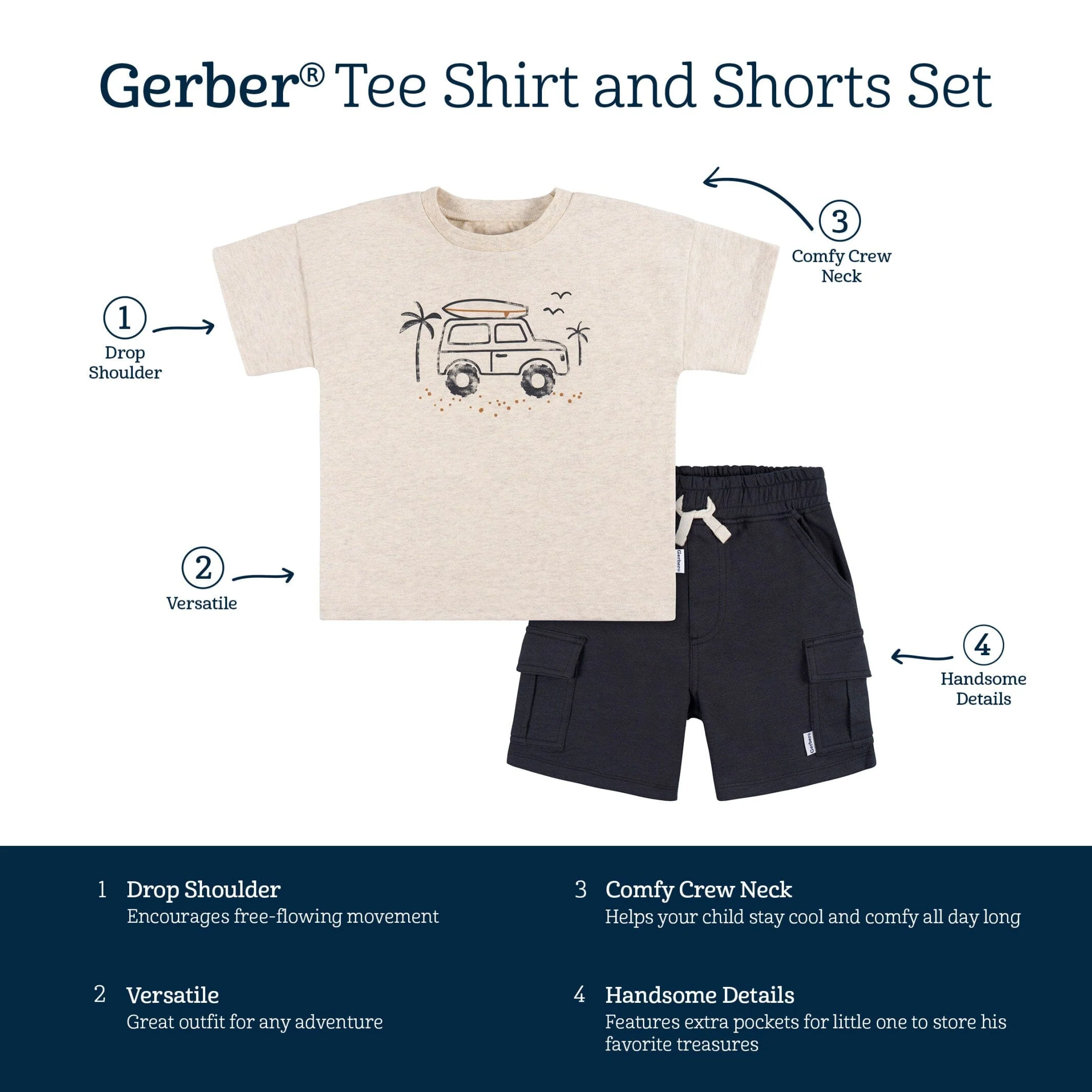 2-Piece Toddler Boys Surf Life T-Shirt & Cargo Shorts Set - Image 6