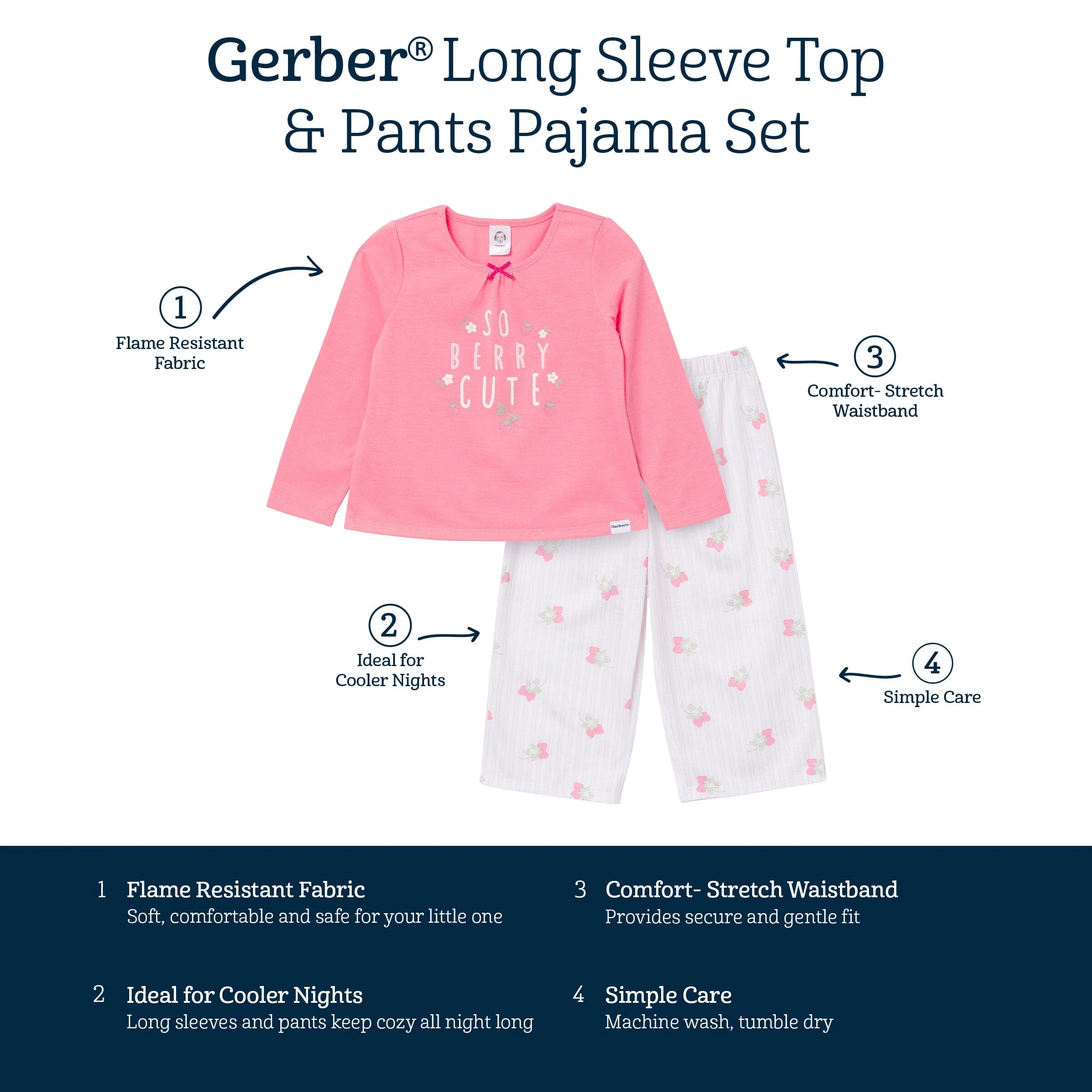 2-Piece Toddler Girls Berry Pajama Set - Image 6