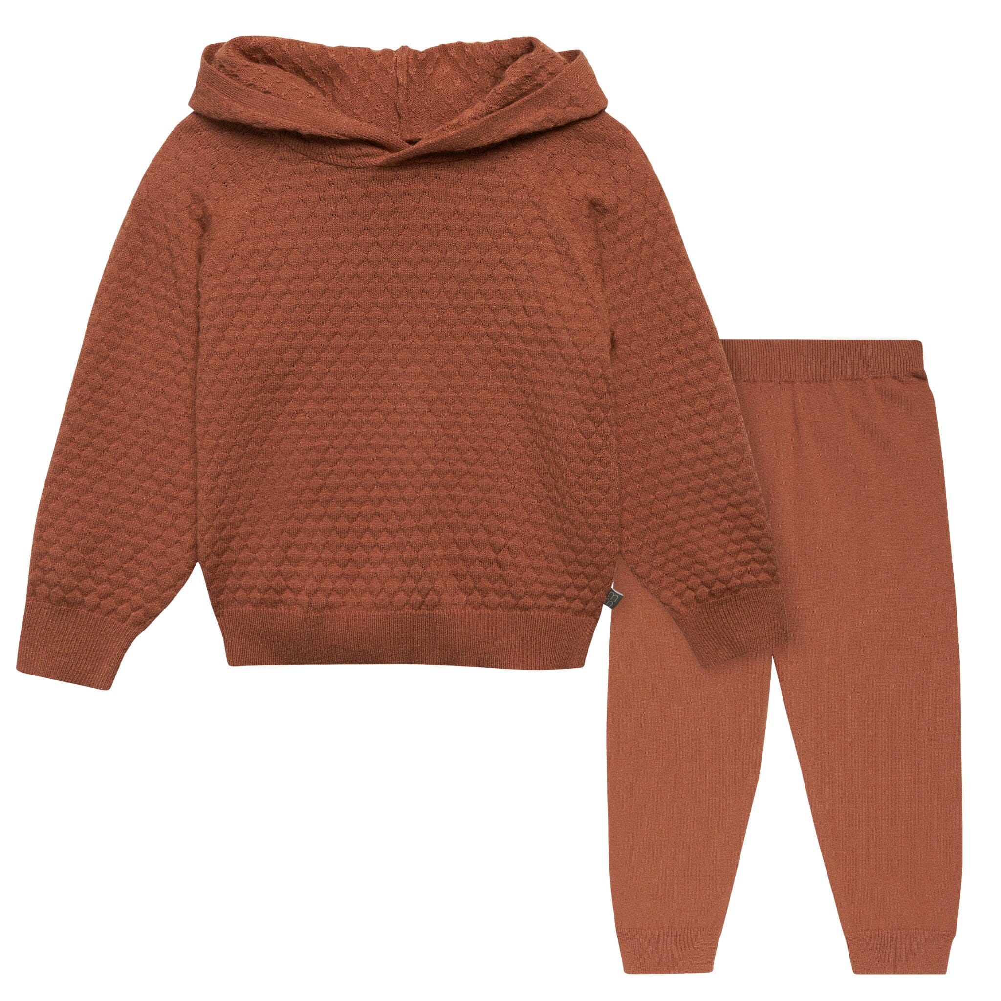 2-Piece Toddler Girls Md Brown Sweater Knit Hoodie Set