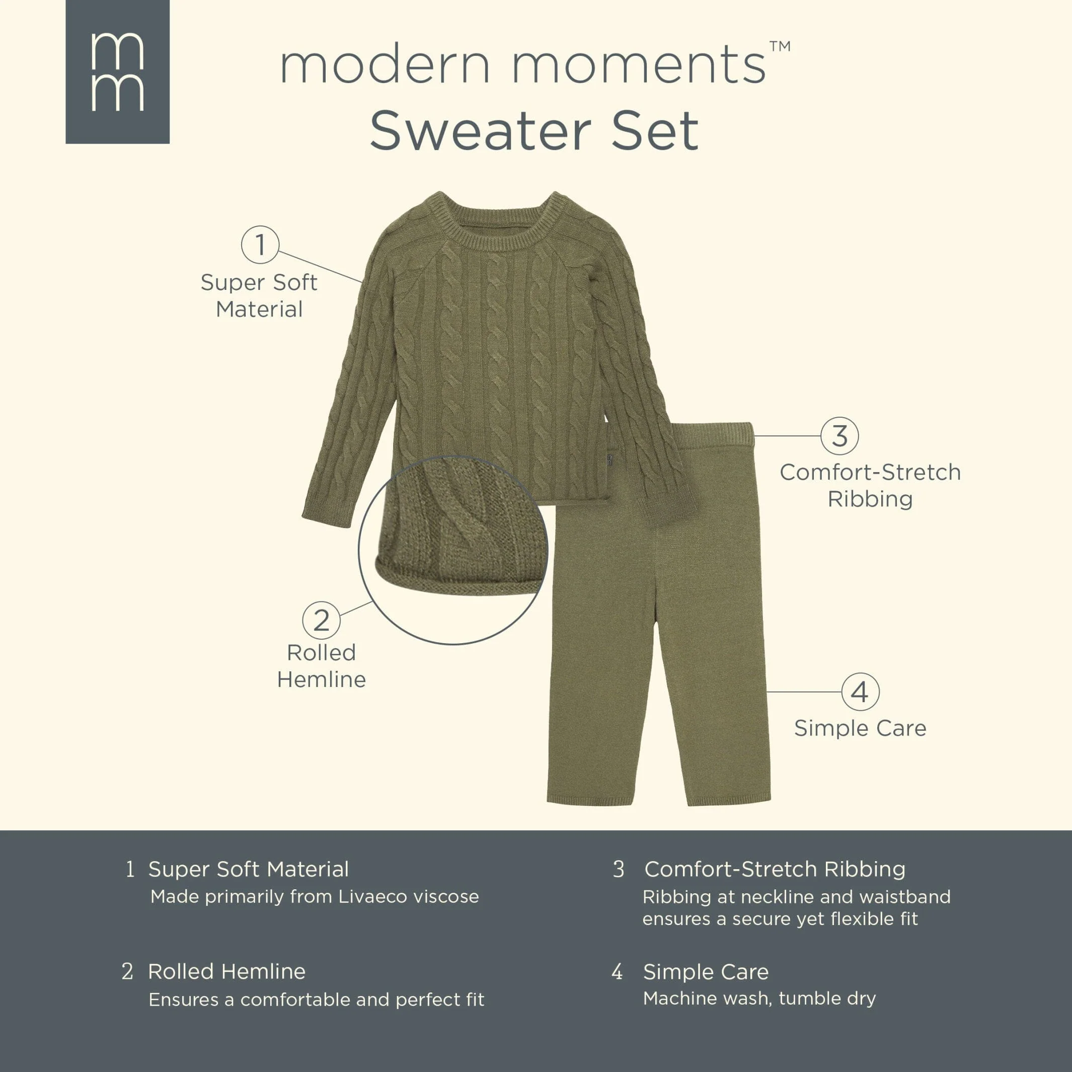 2-Piece Toddler Girls Moss Viscose Sweater Set - Image 6