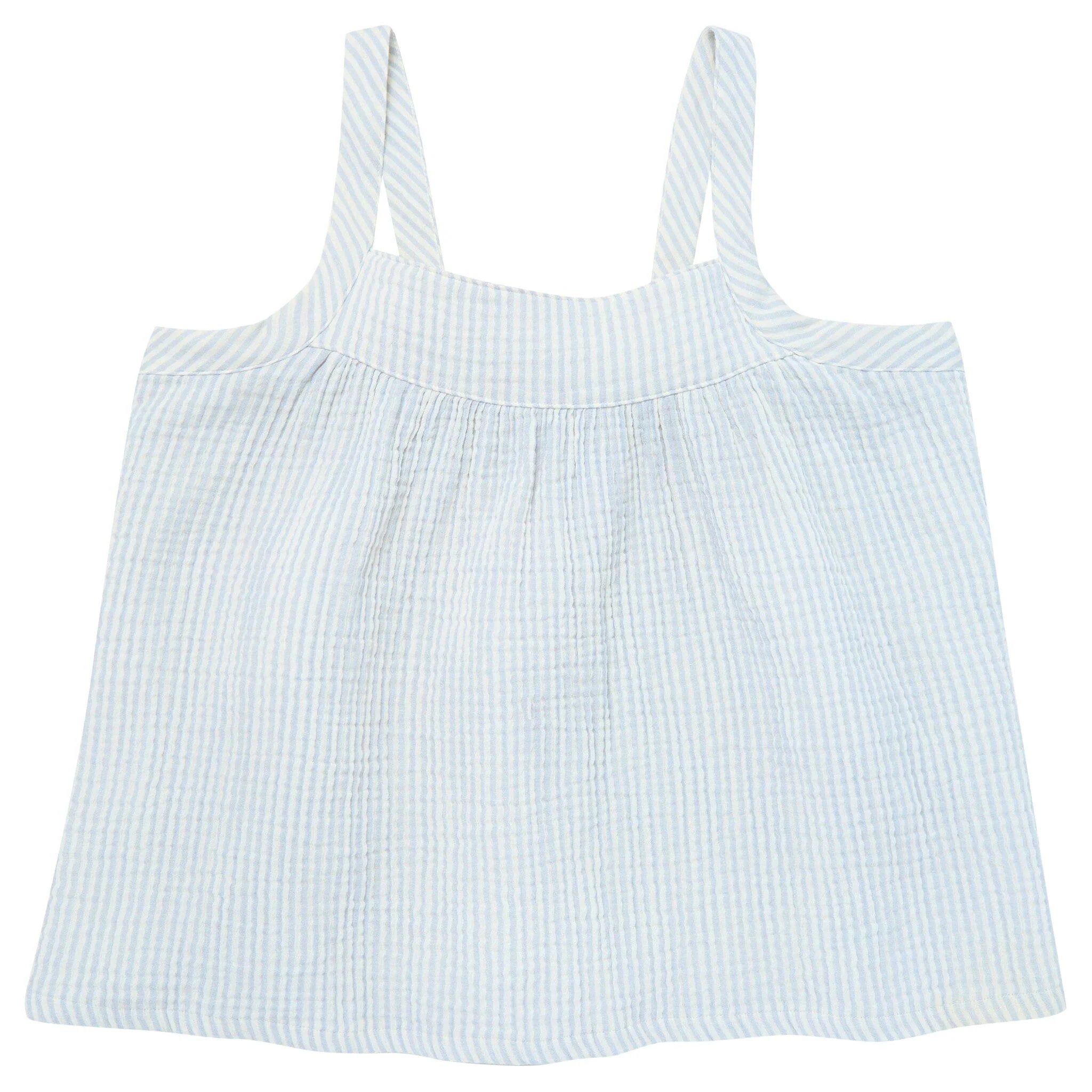 2-Piece Womens Light Blue Stripe Cropped Pants Set - Image 4