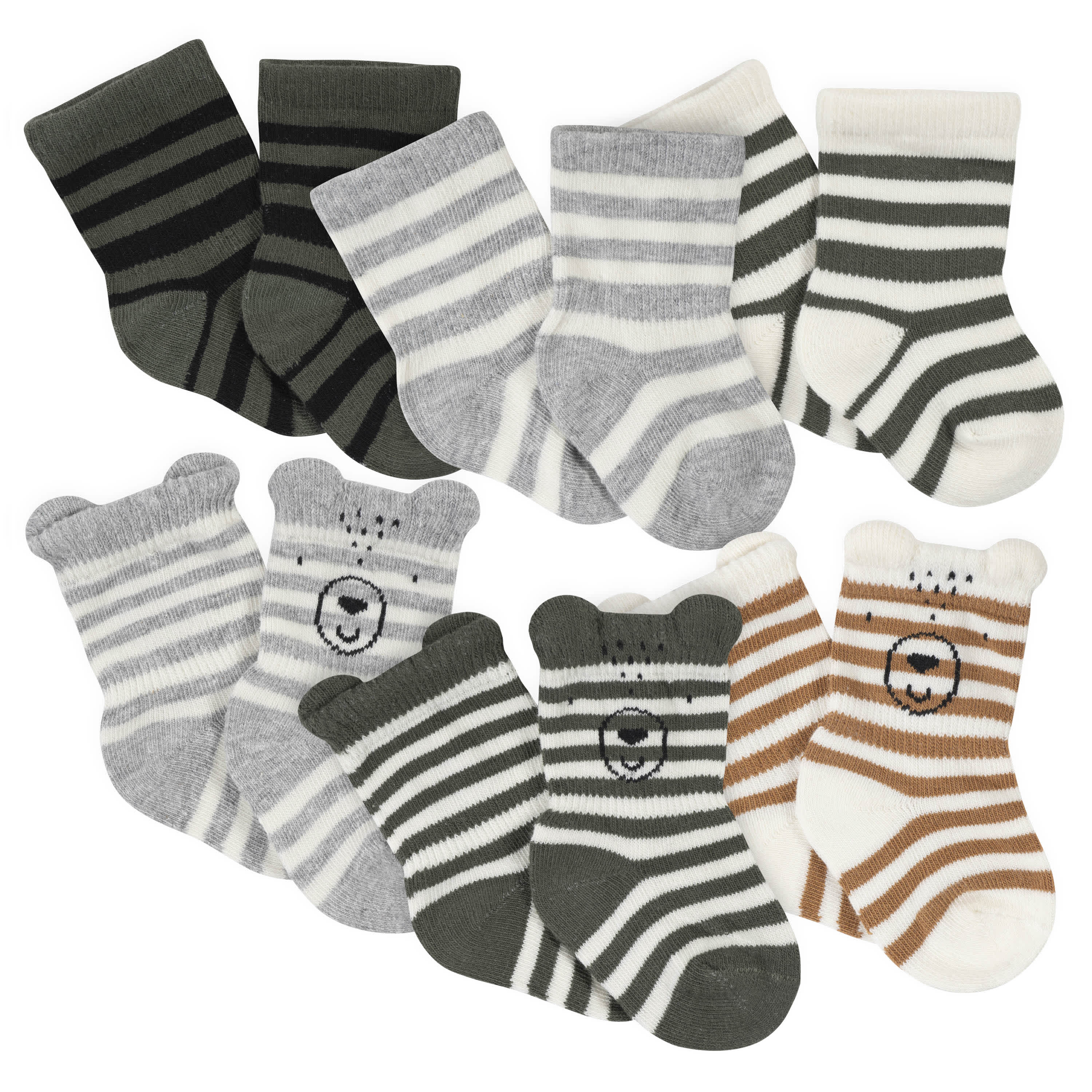 21-Piece Baby Boys Bear Terry Bib, Burpcloth, Mittens, Cap and Bootie Sock Set - Image 9
