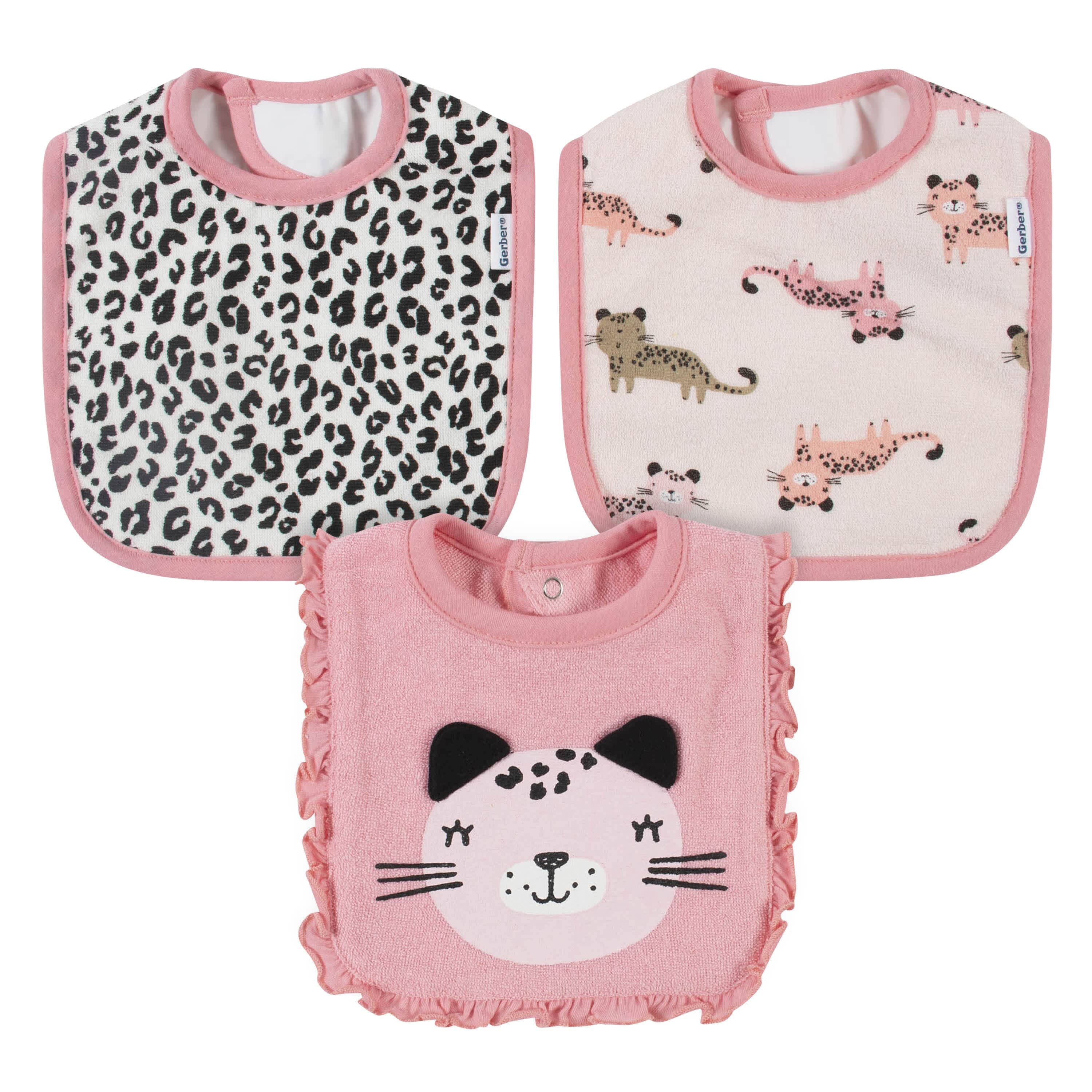 21-Piece Baby Girls Leopard Terry Bib, Burpcloth, Mittens, Cap and Bootie Sock Set - Image 2