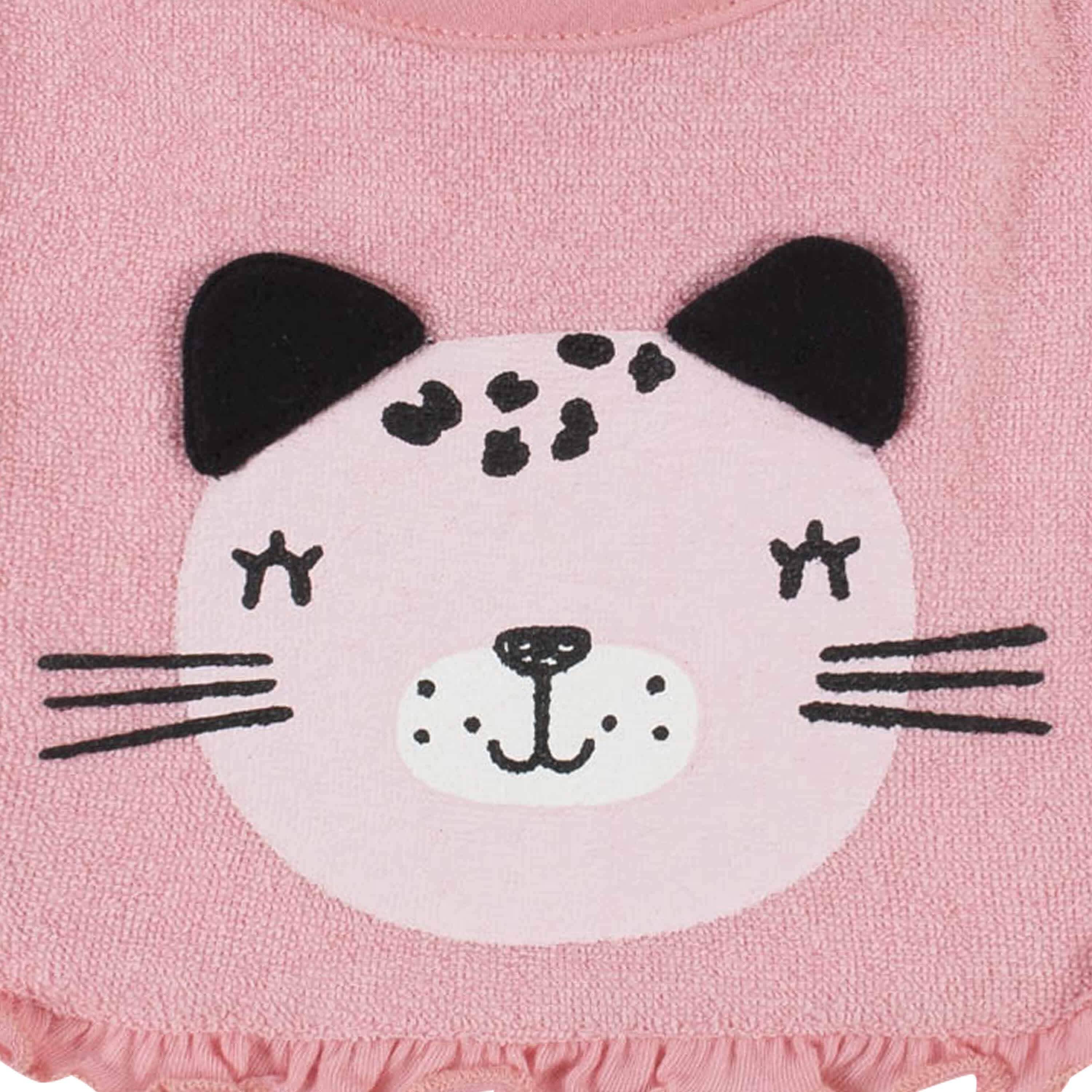 21-Piece Baby Girls Leopard Terry Bib, Burpcloth, Mittens, Cap and Bootie Sock Set - Image 3
