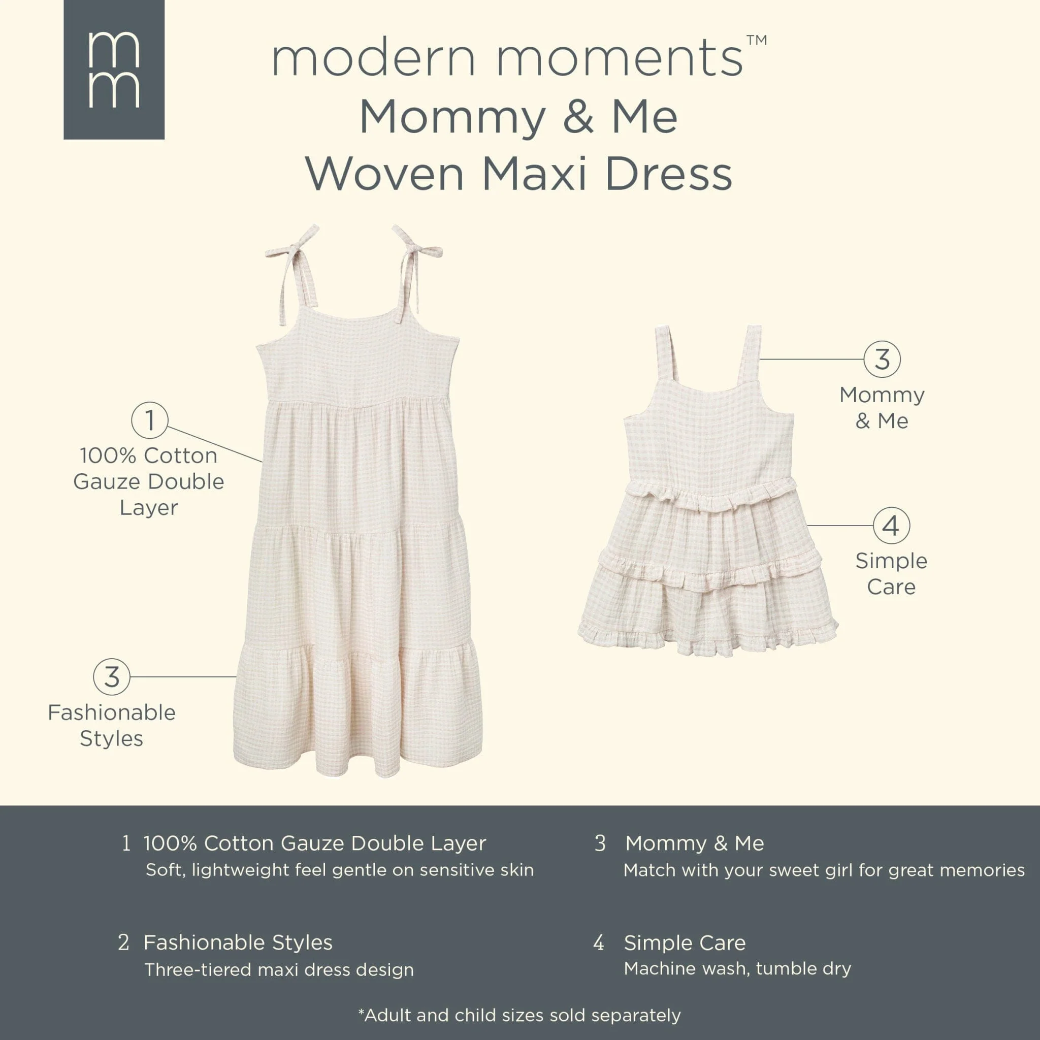 Womens Tan Gingham Gauze Dress - Image 6