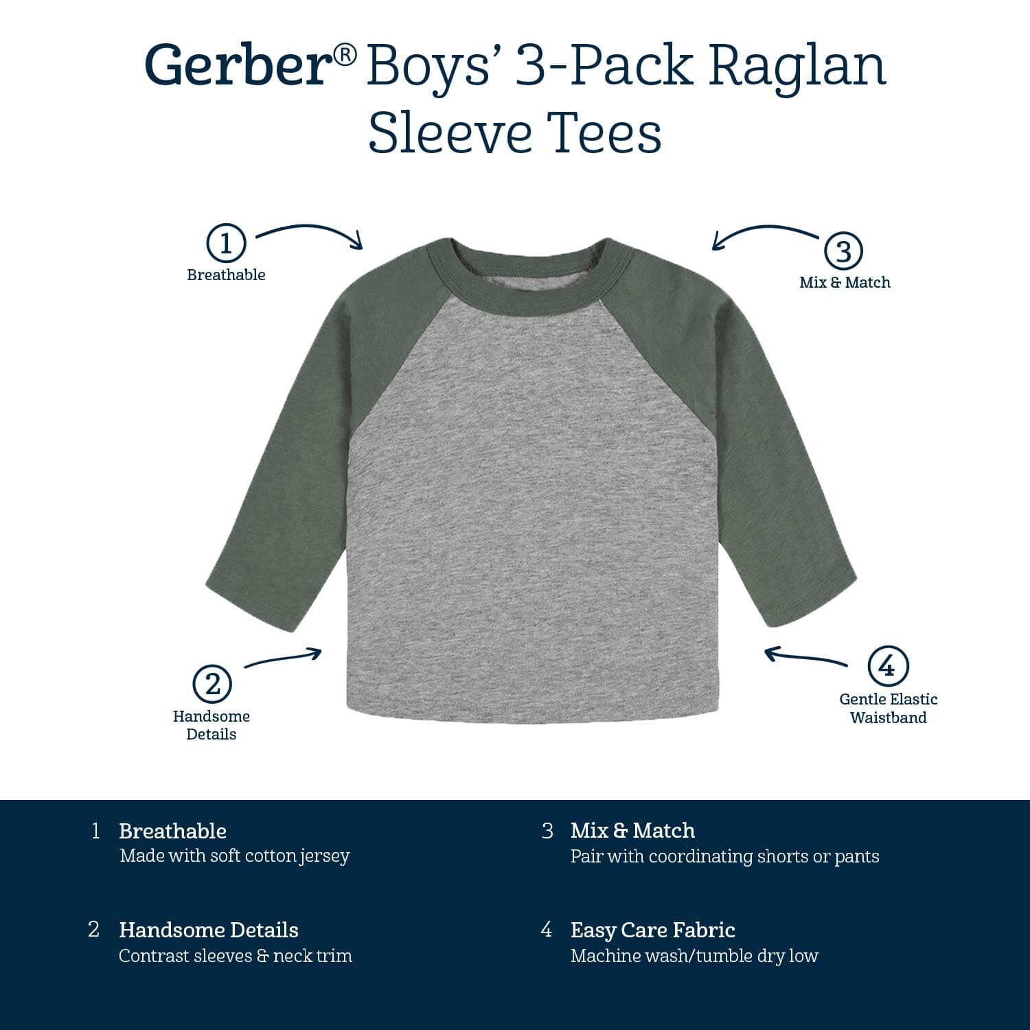 3-Pack Baby Boys Color Me Camo Long Sleeve Baseball Tees, 0-3M - Image 9