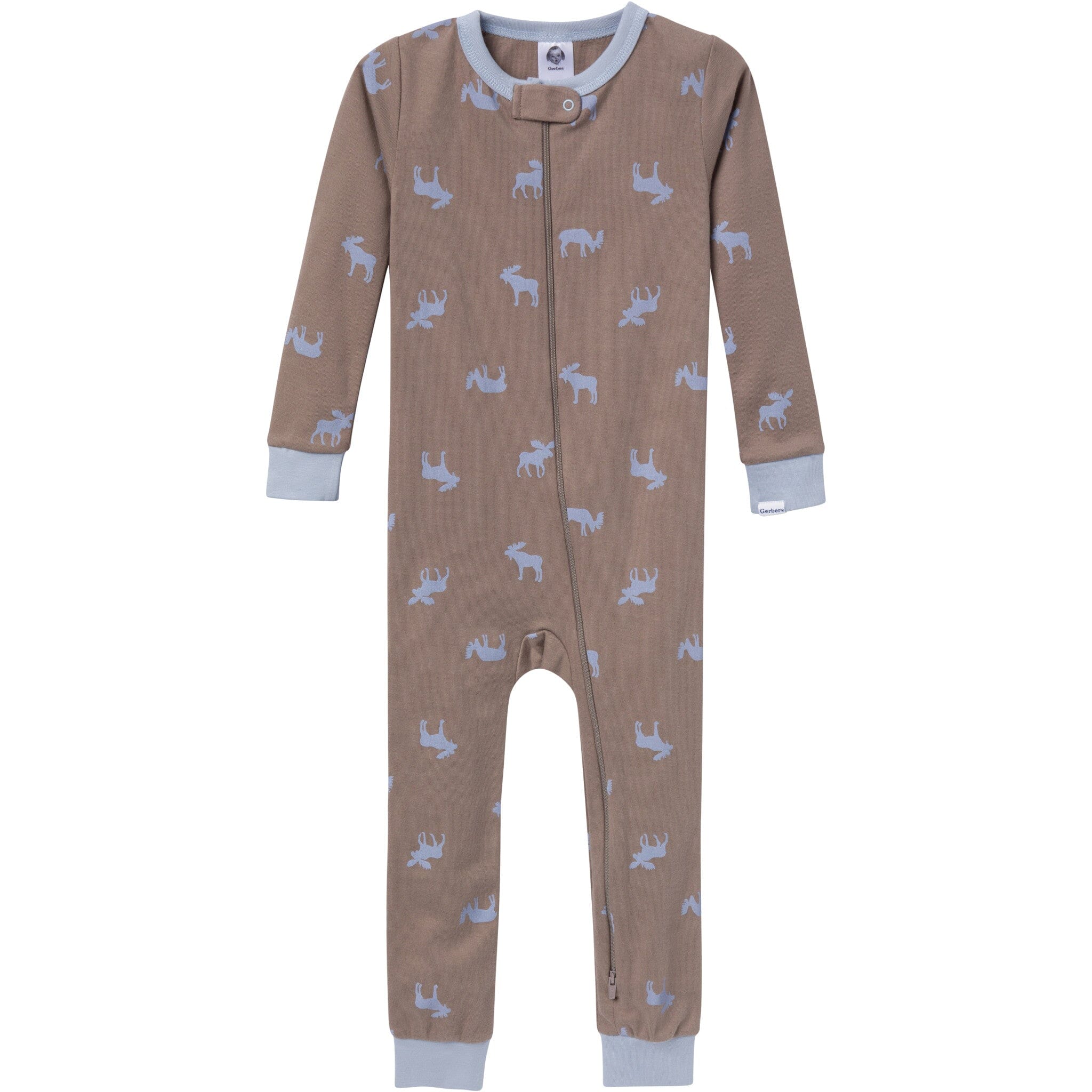 3-Pack Baby & Toddler Neutral Moose & Trees Snug Fit Footless Pajamas - Image 2