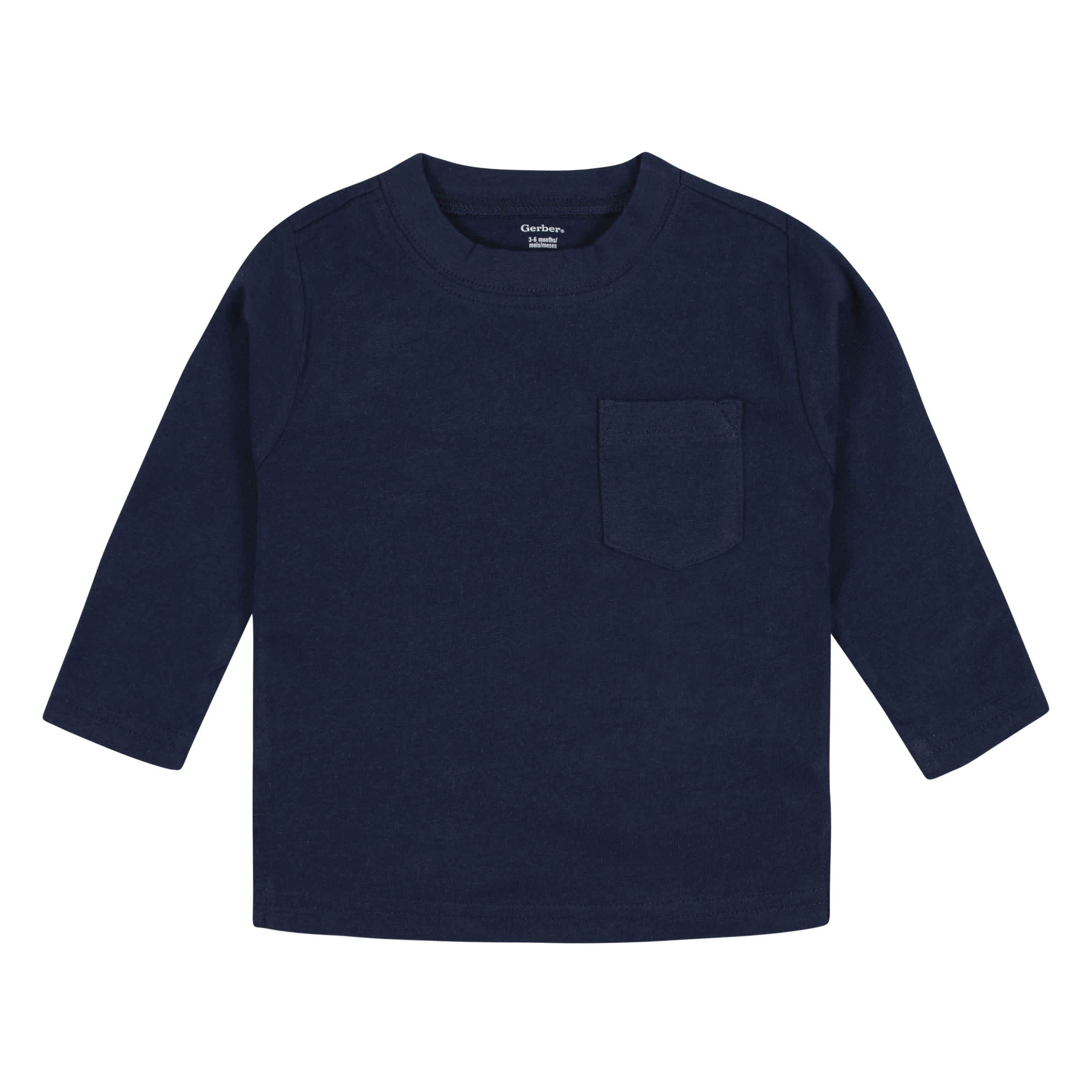 3-Pack Baby Boys Royal Blues Long Sleeve Pocket Tees, 0-3M - Image 5