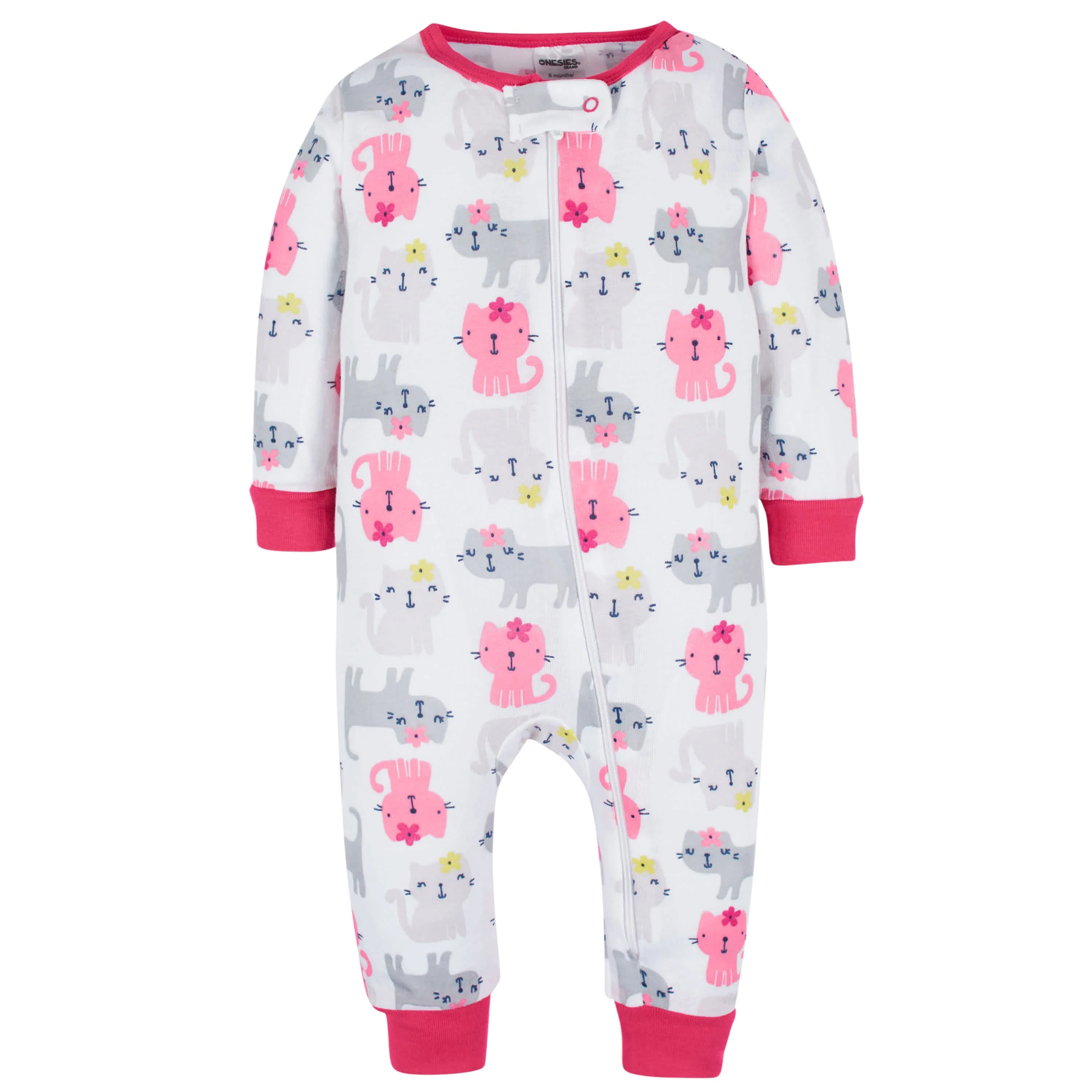 3-Pack Baby & Toddler Girls Dots & Kitties Snug Fit Footless Pajamas - Image 4
