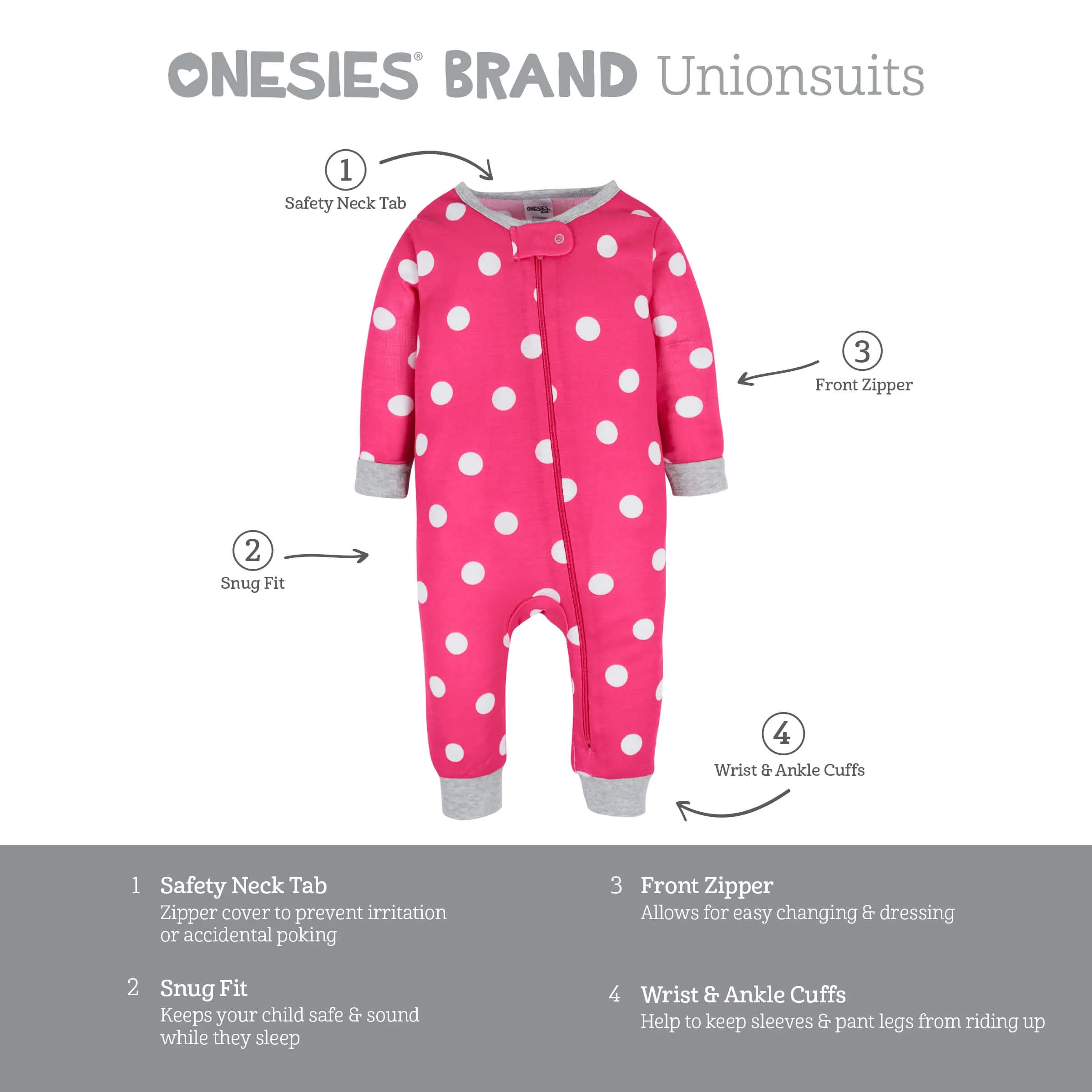 3-Pack Baby & Toddler Girls Dots & Kitties Snug Fit Footless Pajamas - Image 7