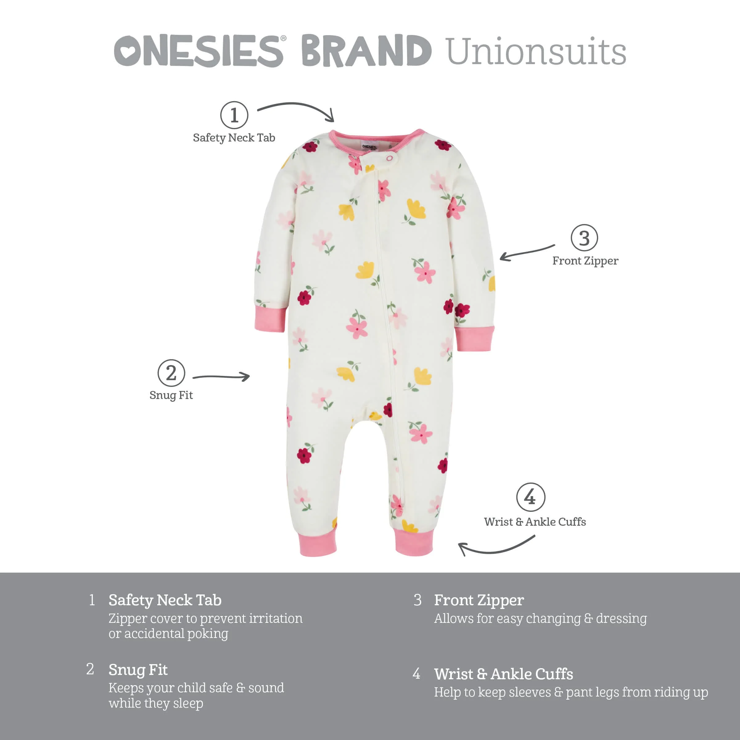 Baby & Toddler Girls 3-Pack Floral Fox Snug Fit Footless Pajamas - Image 8