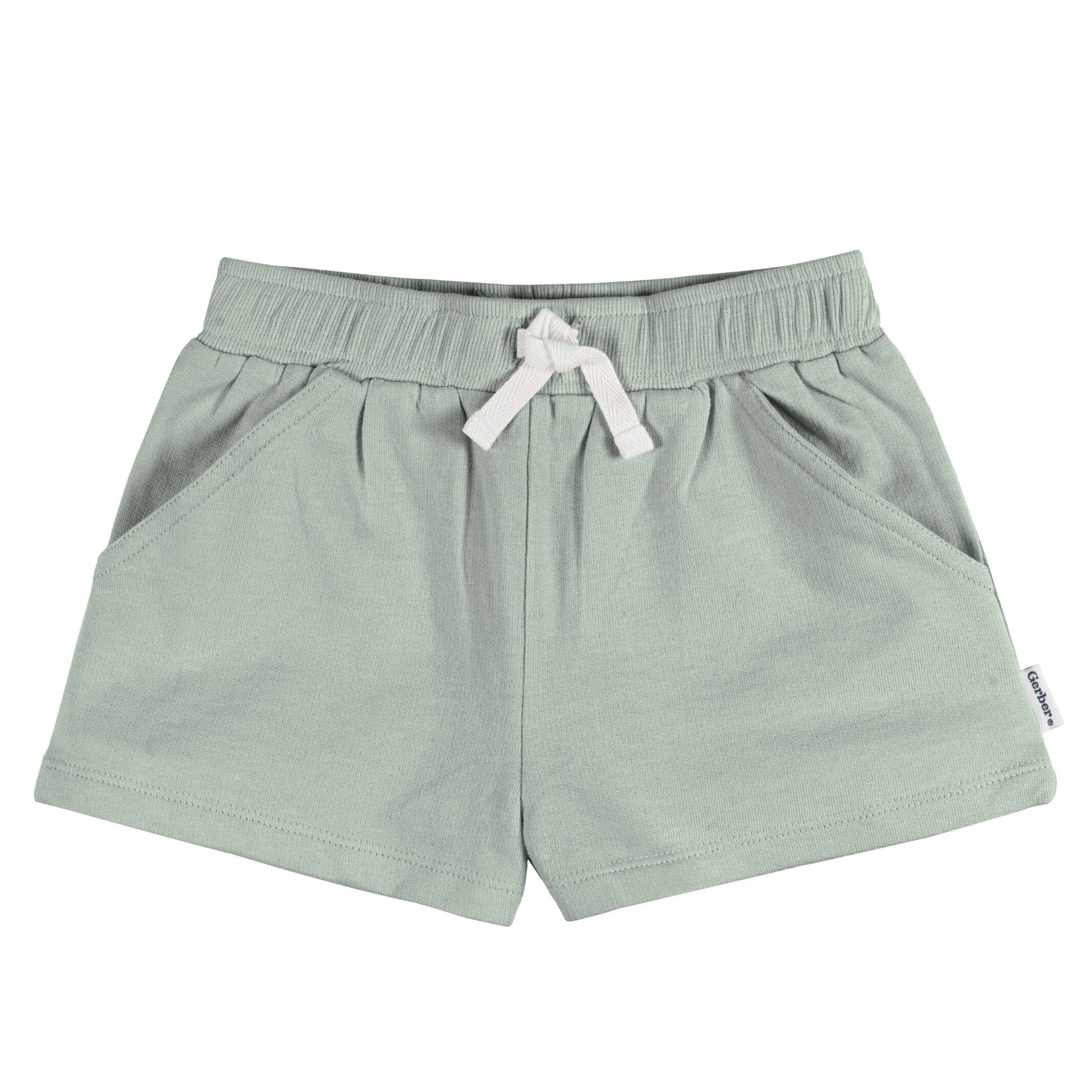 3-Pack Baby & Toddler Girls Dark Grey, Oatmeal, & Green Knit Shorts - Image 6