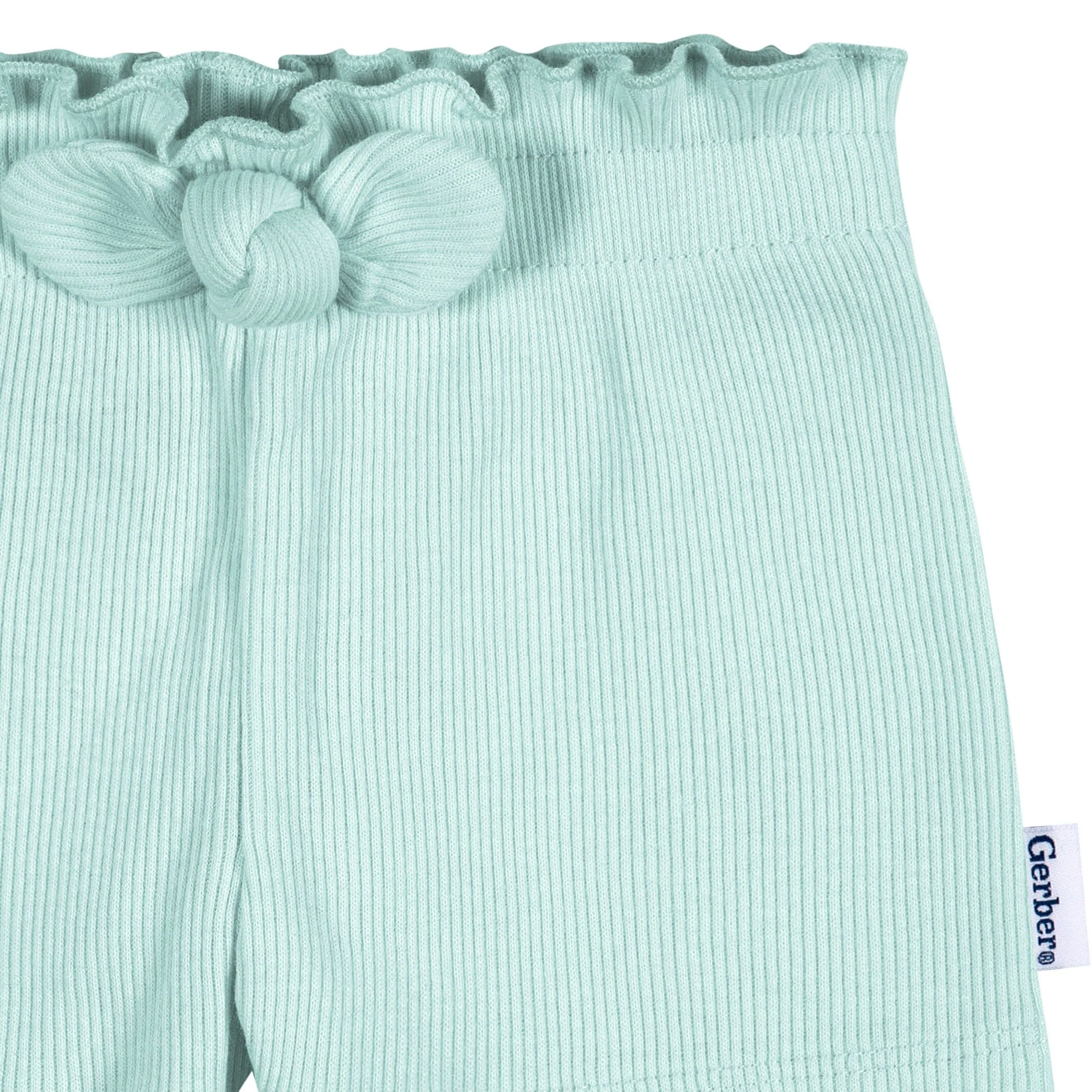 3-Pack Baby & Toddler Girls Aqua, Oatmeal, & Navy Pull-On Knit Shorts - Image 3