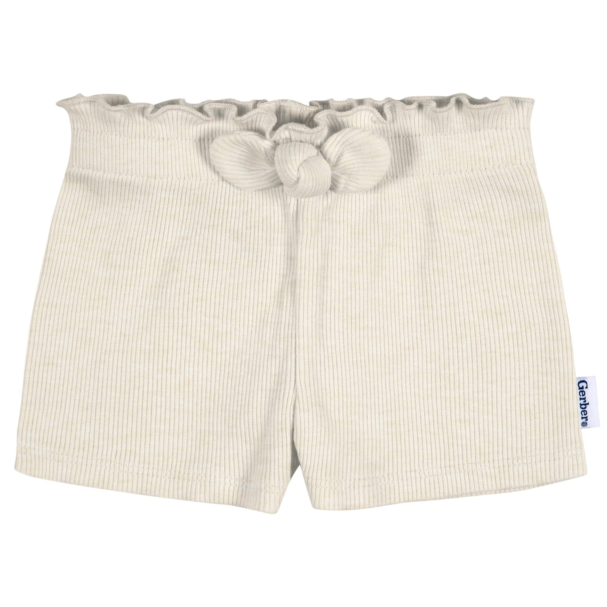3-Pack Baby & Toddler Girls Aqua, Oatmeal, & Navy Pull-On Knit Shorts - Image 4